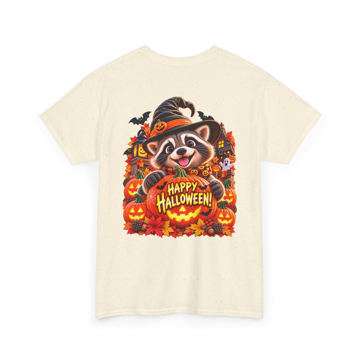 Halloween Raccoon Tee — Cute Jack-o'-Lantern "Happy Halloween" Shirt