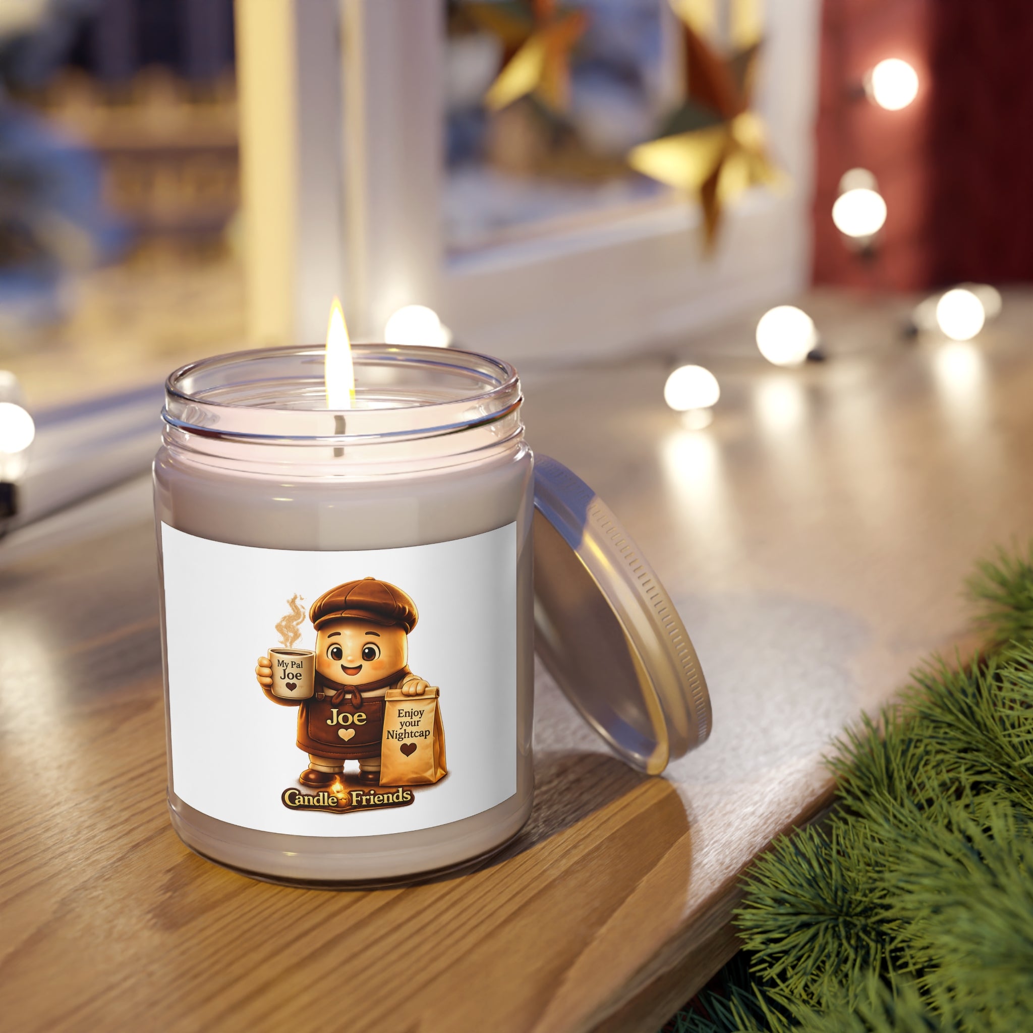 My Pal Joe Scented Soy Candle – Cozy Coffeehouse, 9oz Jar with White Lid