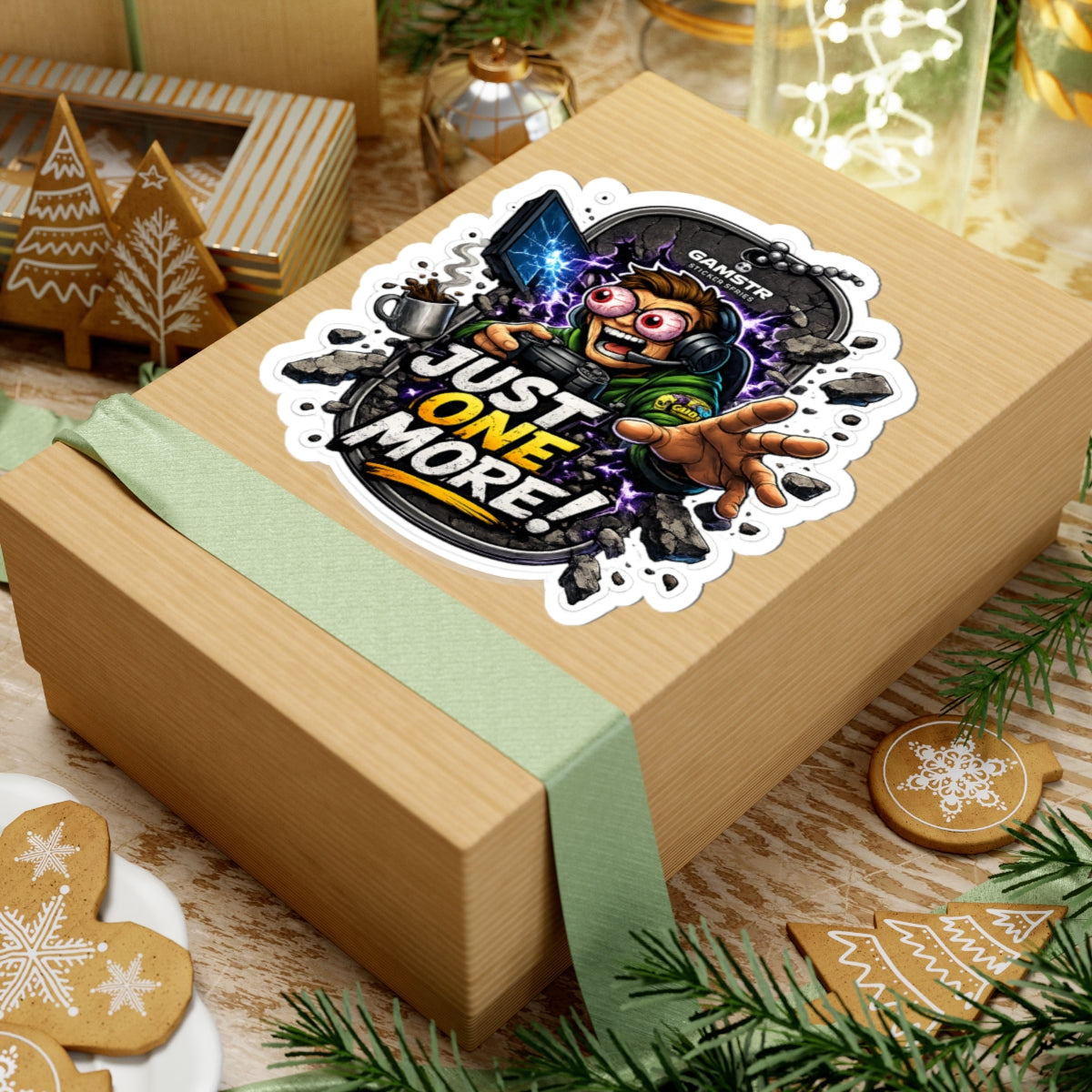 4th Wall Break Gamer Sticker — "Just One More!" Kiss-Cut Laptop Decal