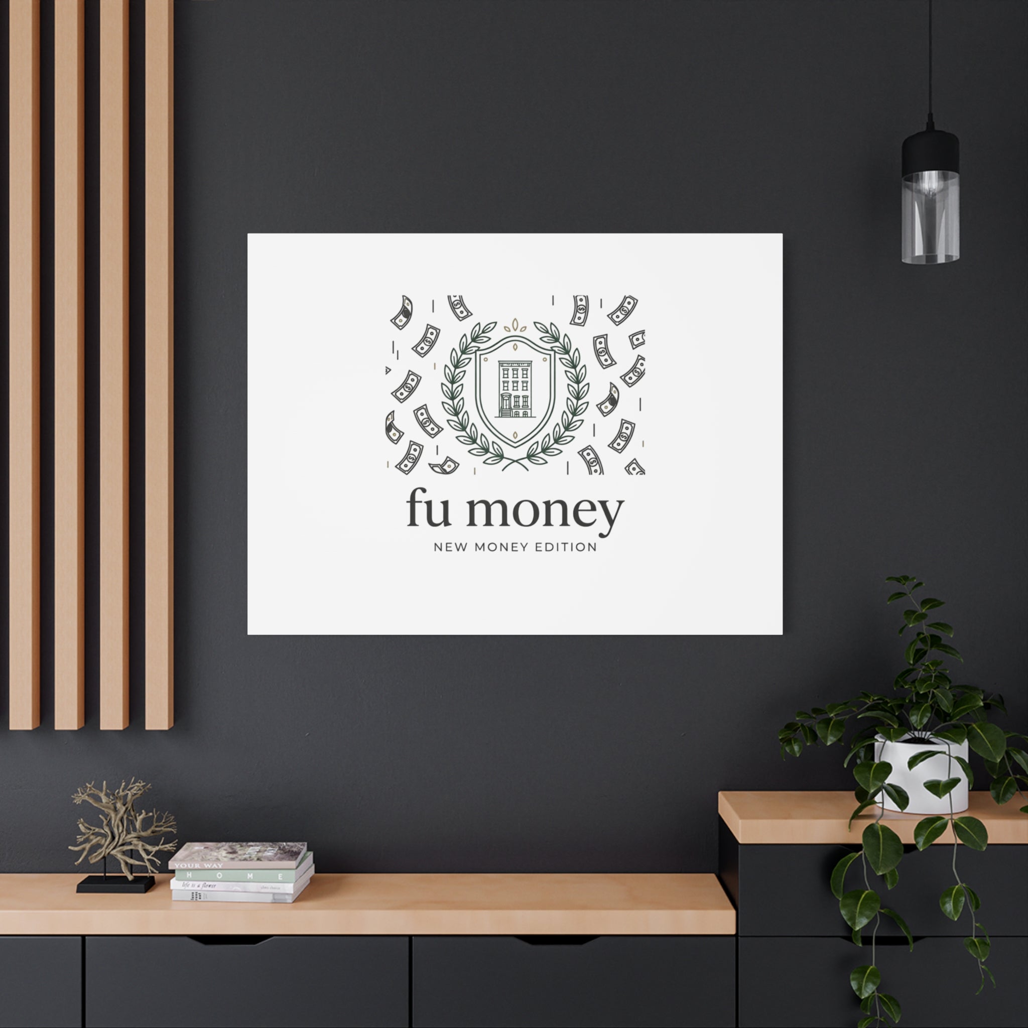 fu money Canvas |New Money Minimalist, Quiet Luxury, Serif Monochrome