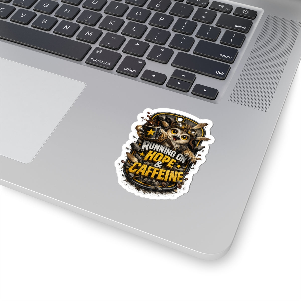 4th wall kiss cut sticker — Running on Hope & Caffeine Owl Sticker