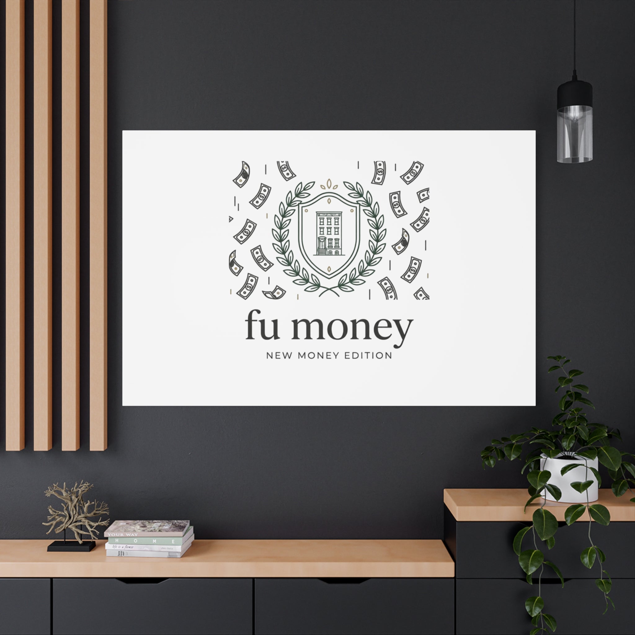 fu money Canvas |New Money Minimalist, Quiet Luxury, Serif Monochrome