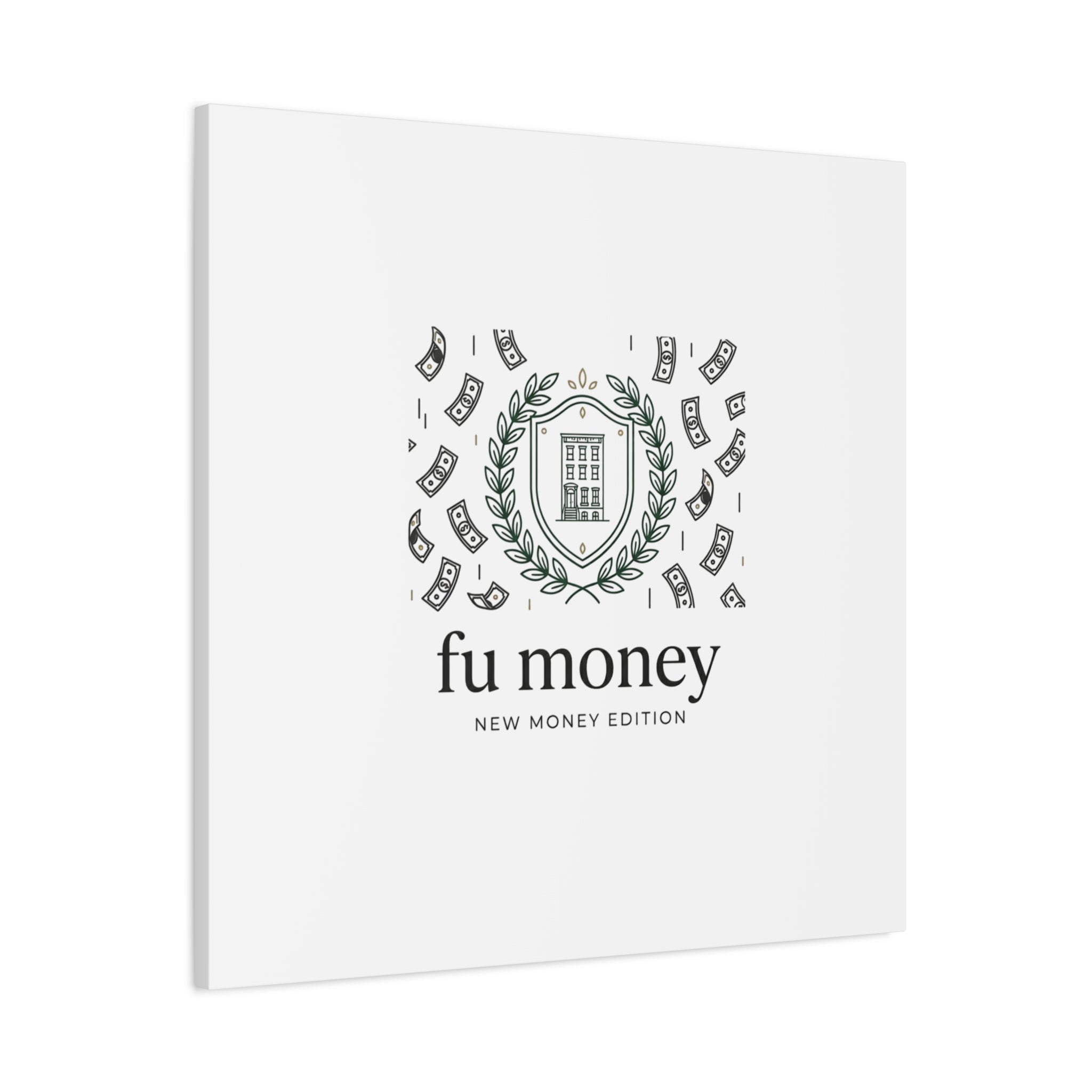 fu money Canvas |New Money Minimalist, Quiet Luxury, Serif Monochrome
