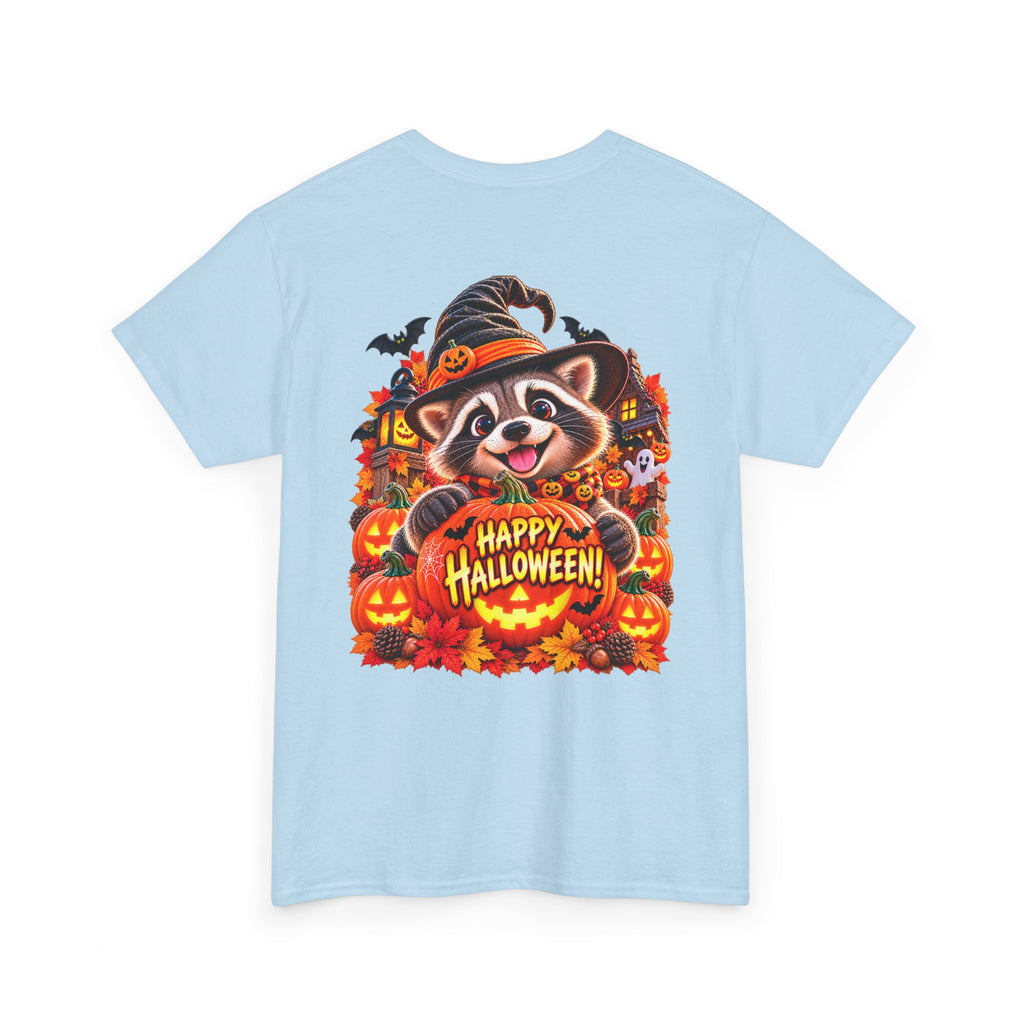 Halloween Raccoon Tee — Cute Jack-o'-Lantern "Happy Halloween" Shirt