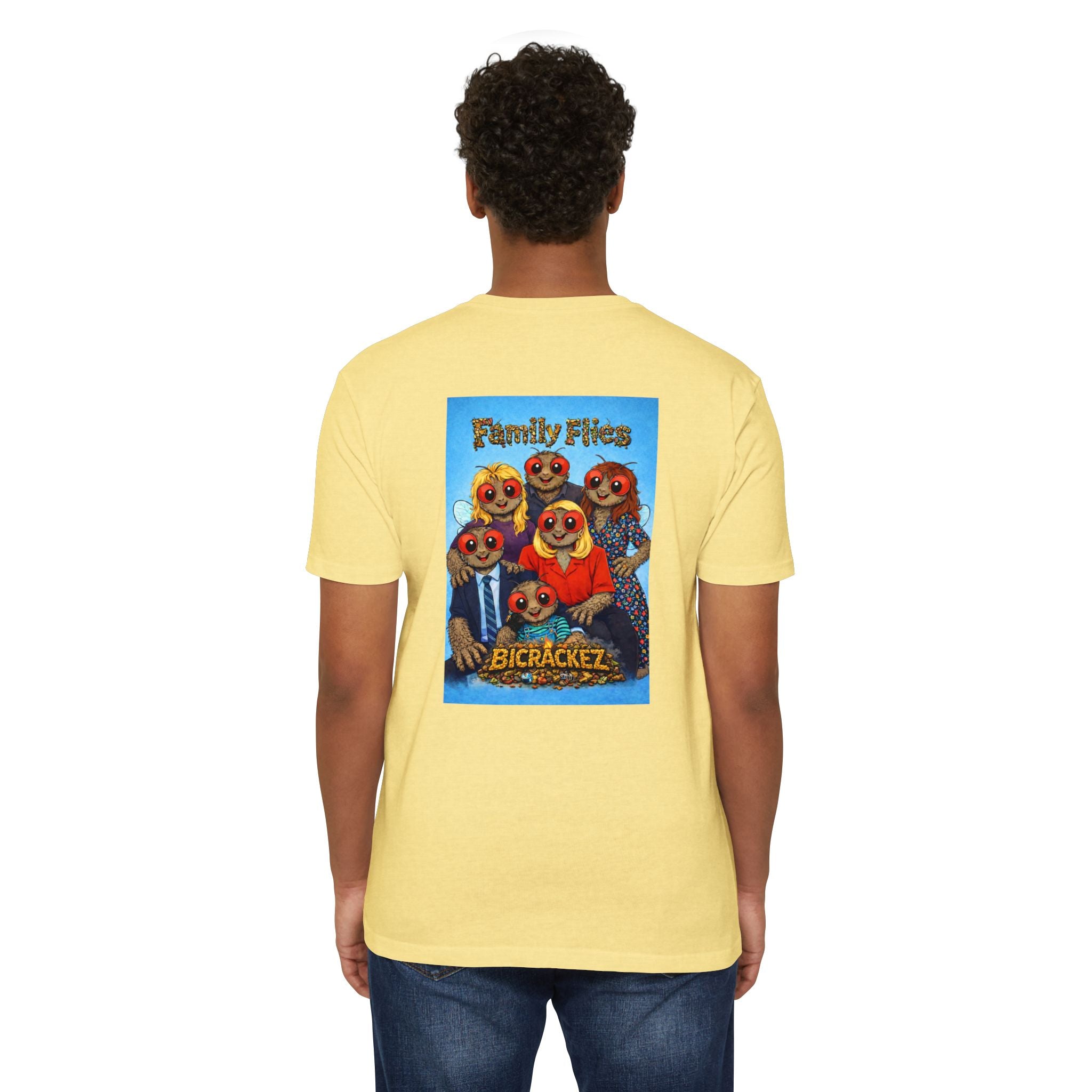 Family Flies Graphic T-Shirt — "Bicracketz" Retro Cartoon Tee