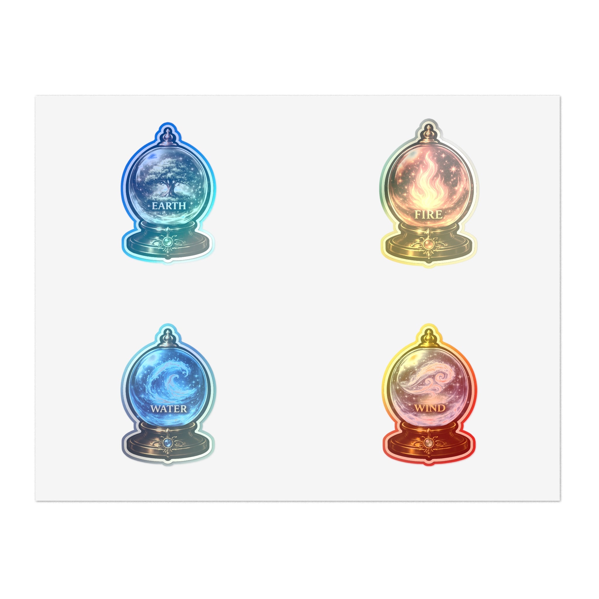 Elemental Globe Sticker Sheet — Earth, Fire, Water, Wind Magic Stickers