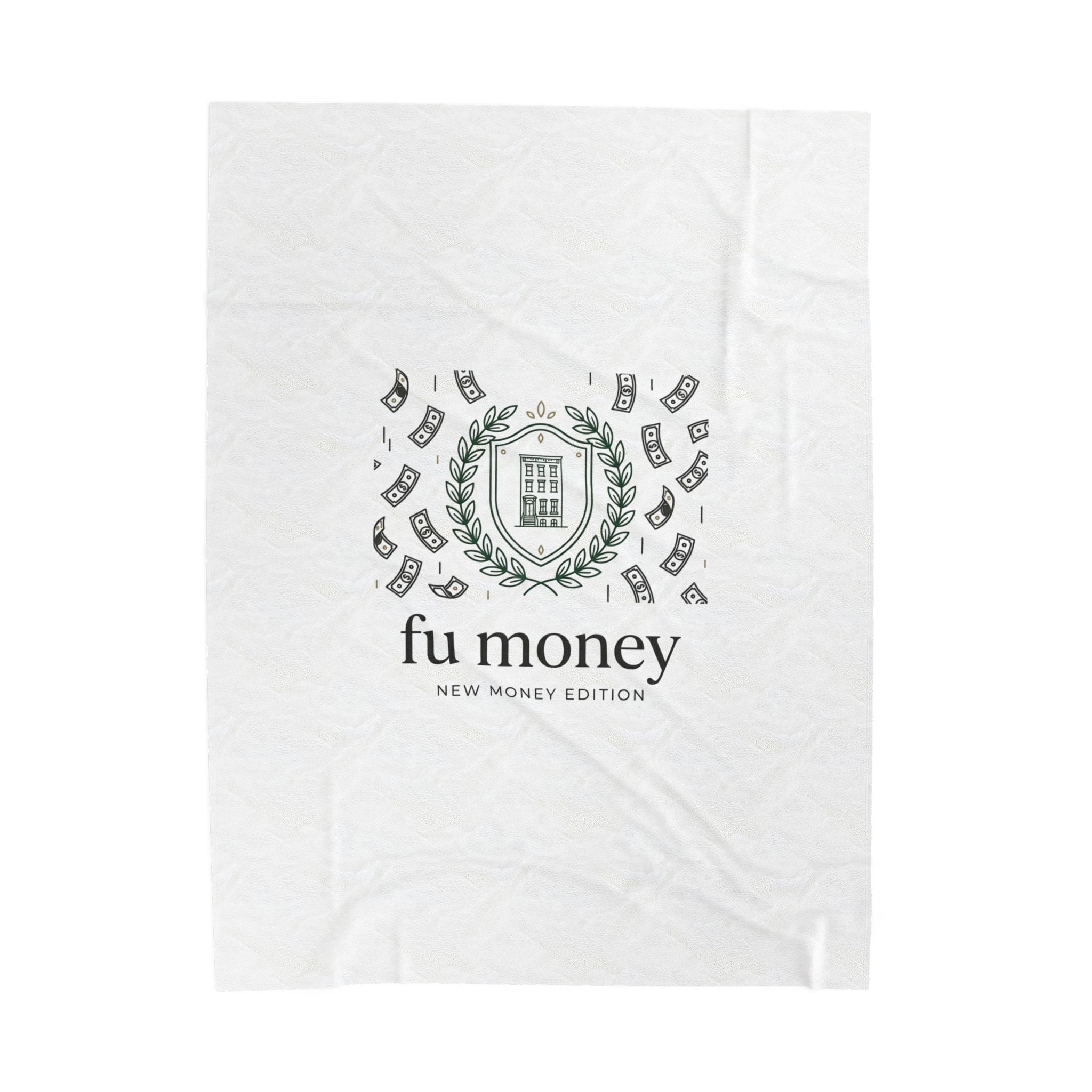 quiet luxury crest Velveteen Plush Blanket | old money minimalist, monochrome