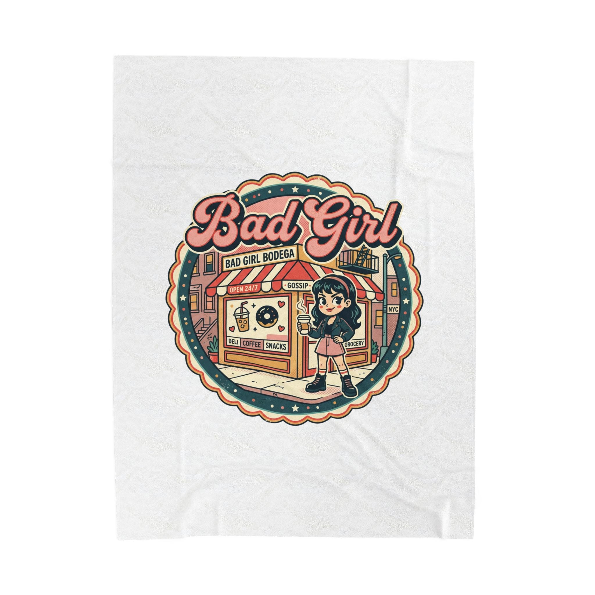 Bad Girl Bodega Plush Blanket | NYC bodega, Y2K deli sign, Spanglish vibes