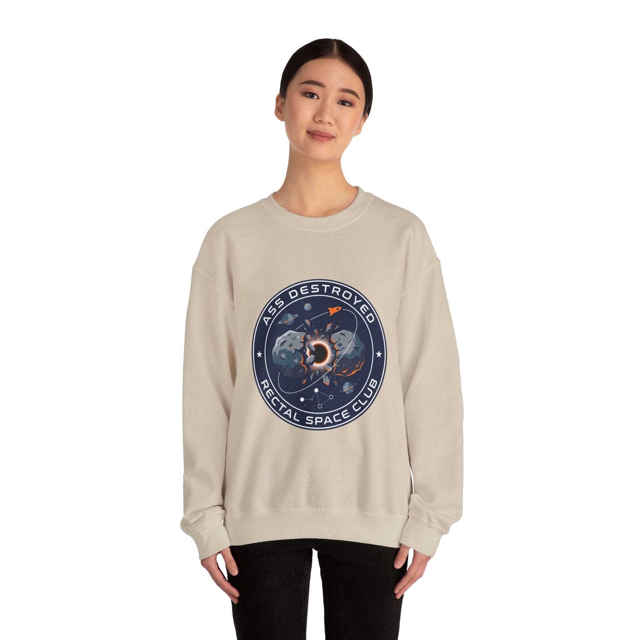Mission Patch Cosmic Rocket Crewneck, space astronaut, mission patch, hard sci-fi