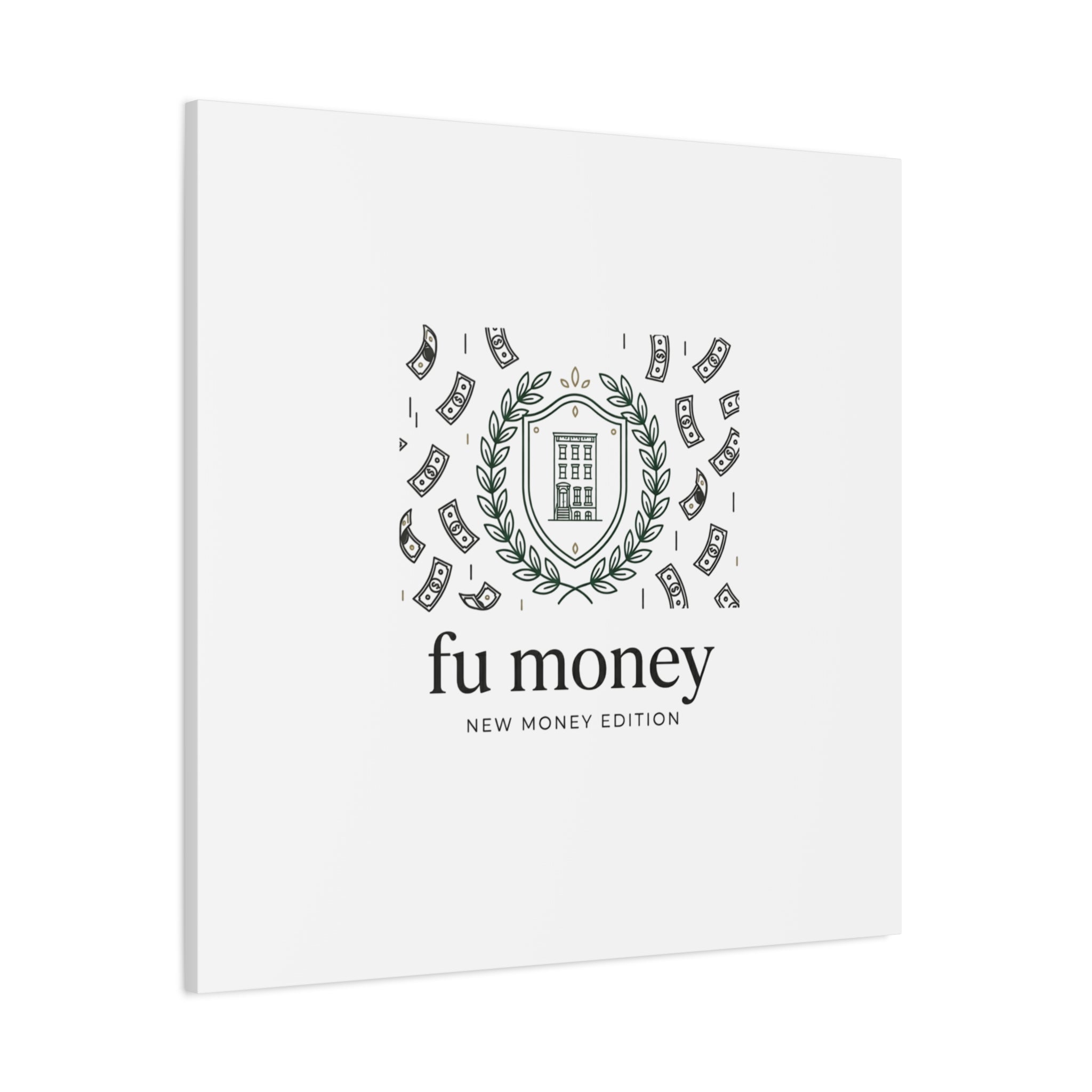 fu money Canvas |New Money Minimalist, Quiet Luxury, Serif Monochrome