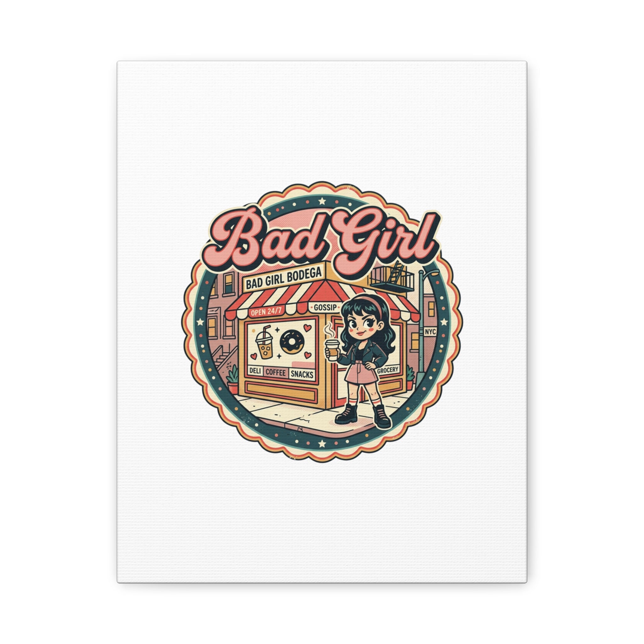 Bad Girl Bodega Canvas Print | Bodega, NYC, Y2K Corner Store Art