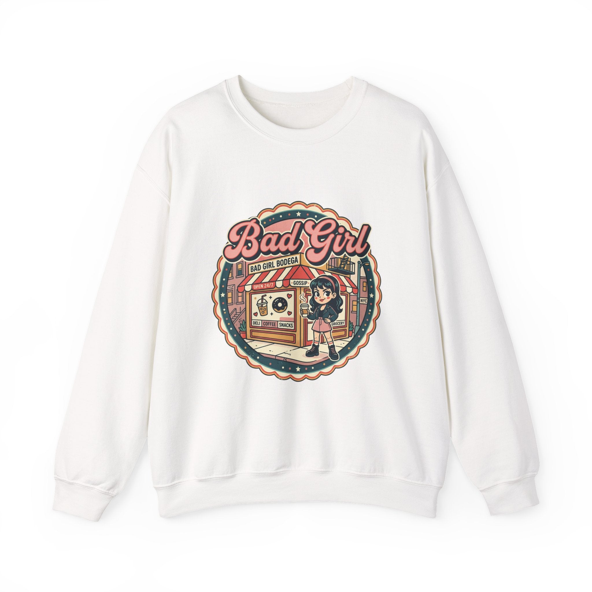 Bodega Bad Girl Crewneck Sweatshirt | NYC, Y2K Spanglish Deli Vibe