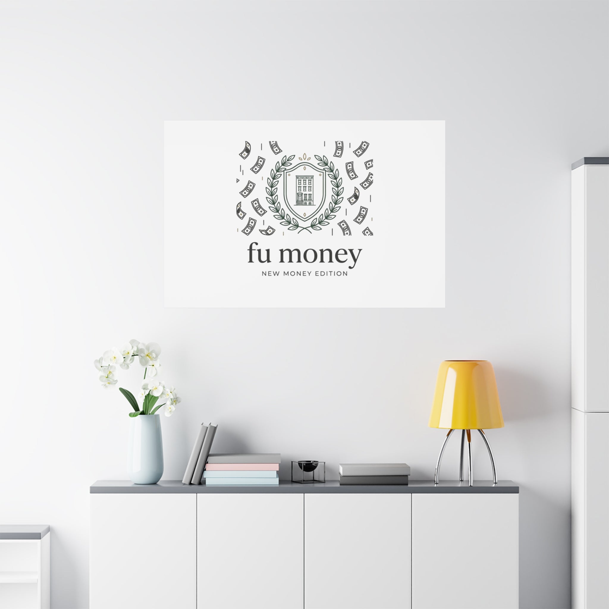 fu money Canvas |New Money Minimalist, Quiet Luxury, Serif Monochrome