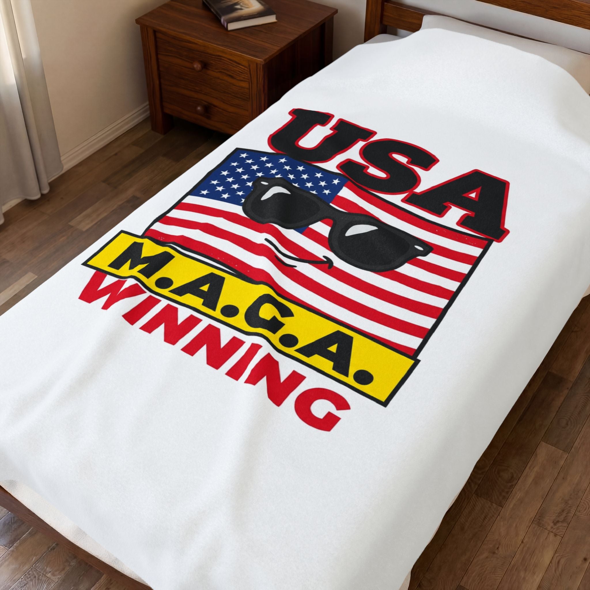Maga Winning Velveteen Blanket | protest typography, acronym humor