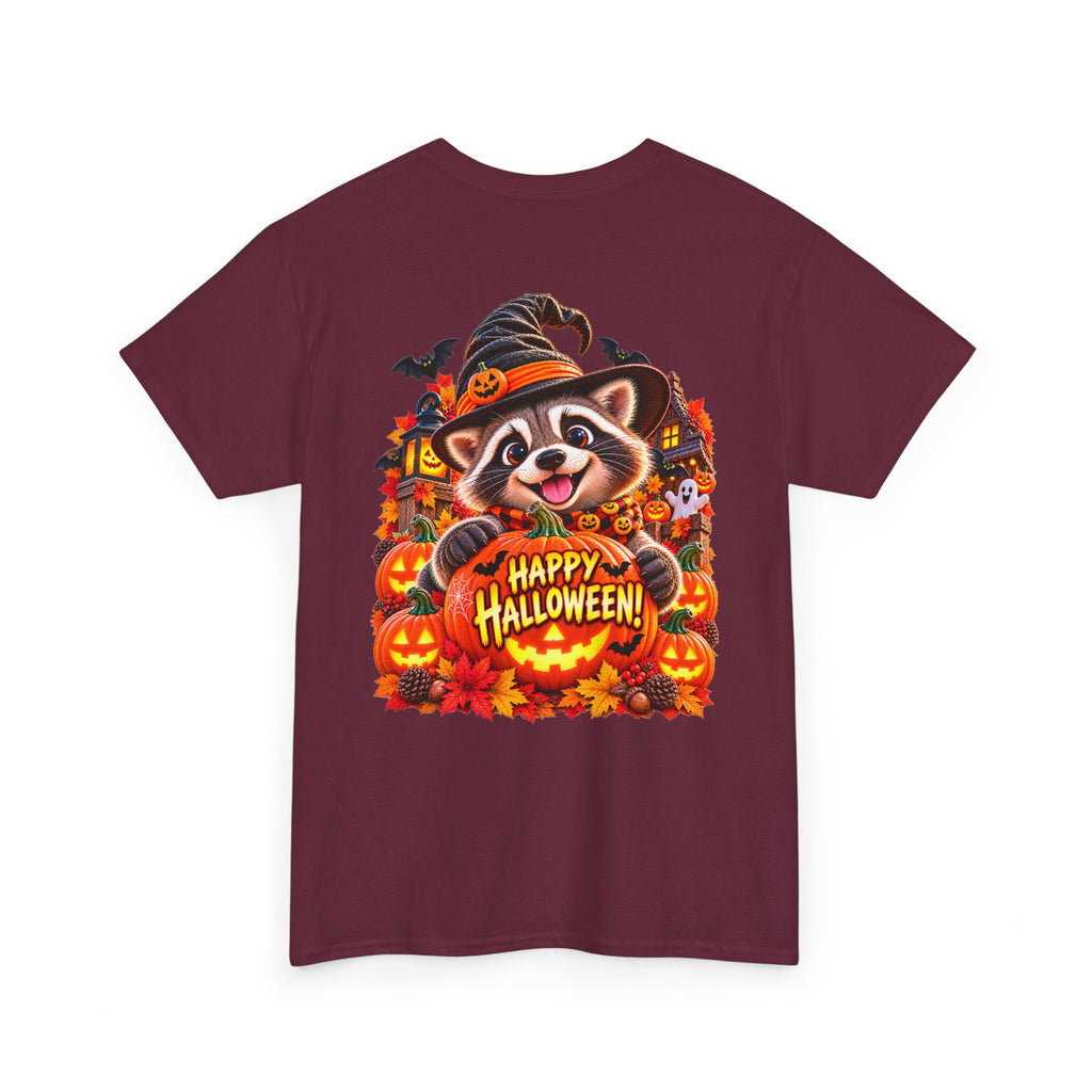 Halloween Raccoon Tee — Cute Jack-o'-Lantern "Happy Halloween" Shirt