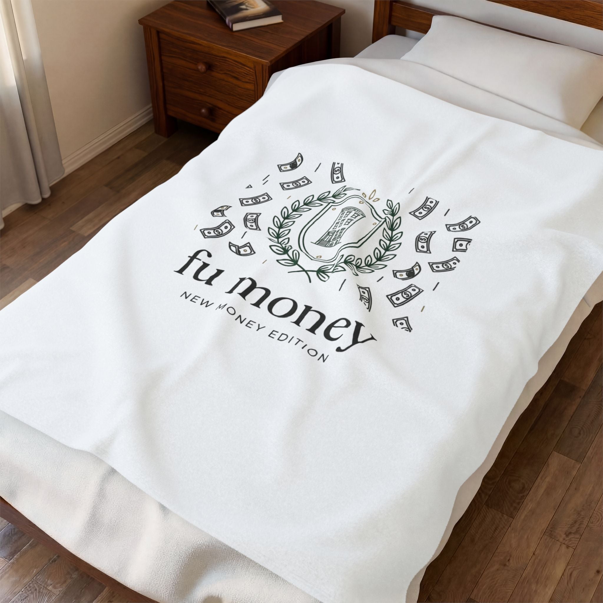 quiet luxury crest Velveteen Plush Blanket | old money minimalist, monochrome