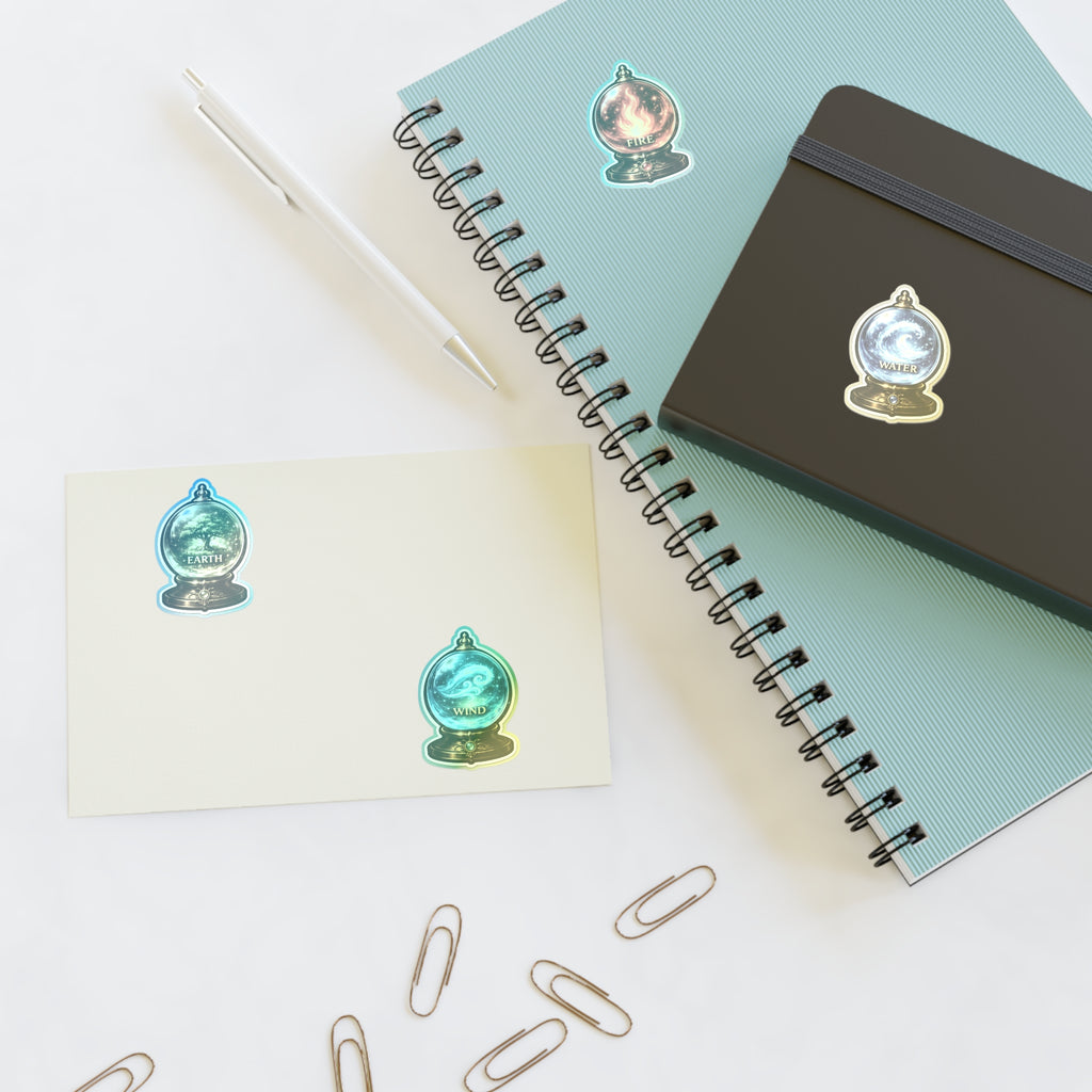 Elemental Globe Sticker Sheet — Earth, Fire, Water, Wind Magic Stickers