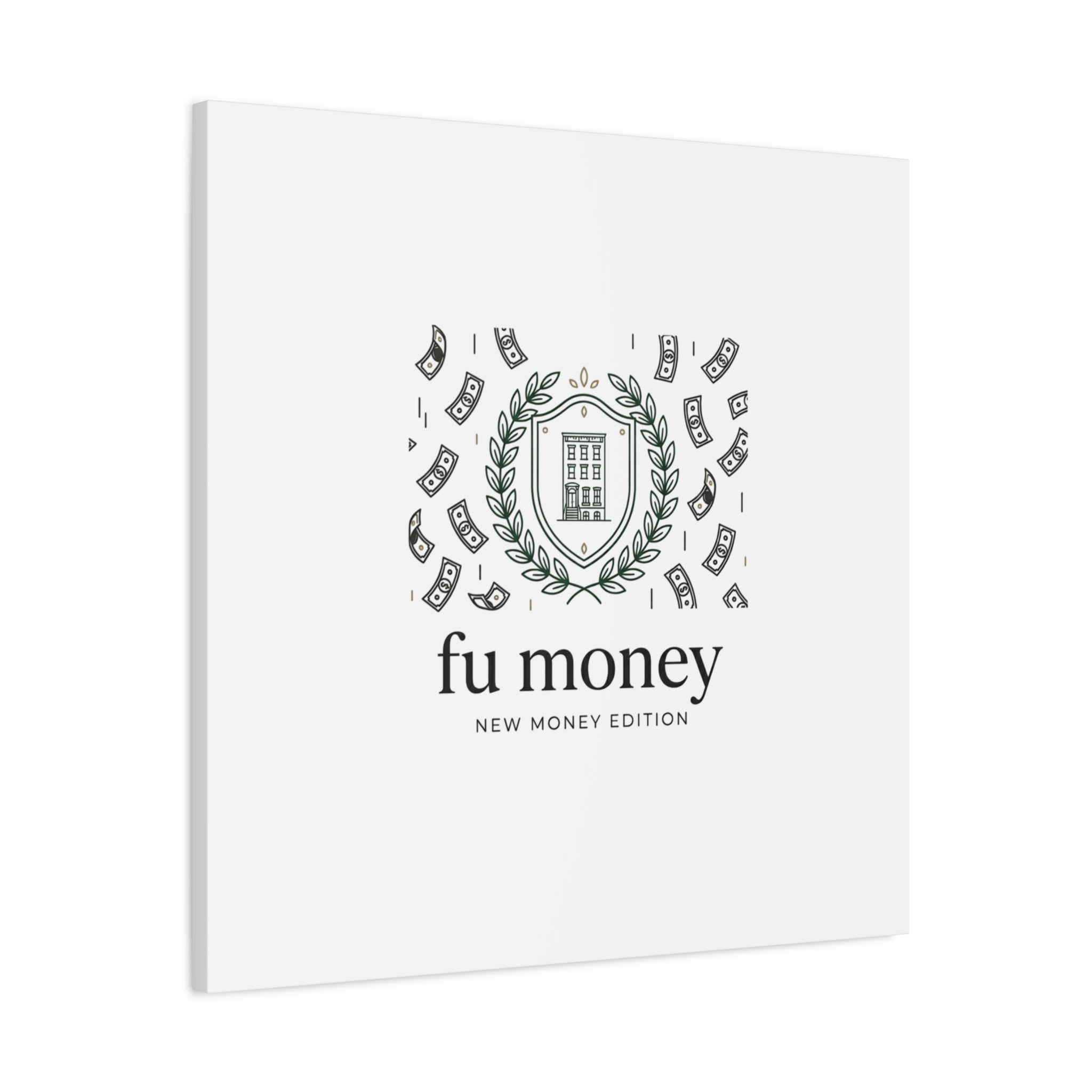 fu money Canvas |New Money Minimalist, Quiet Luxury, Serif Monochrome