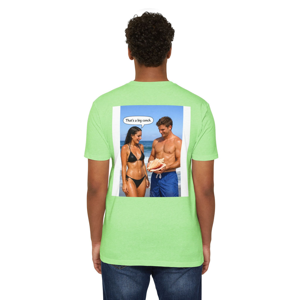 Conch Joke T-Shirt — Retro Beach Photo Tee with "That's a big conch" Graphic