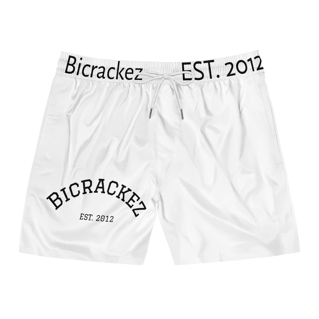 Men's Swim Shorts — 'BICRACKEZ EST. 2012' Mid-Length Beach Trunks