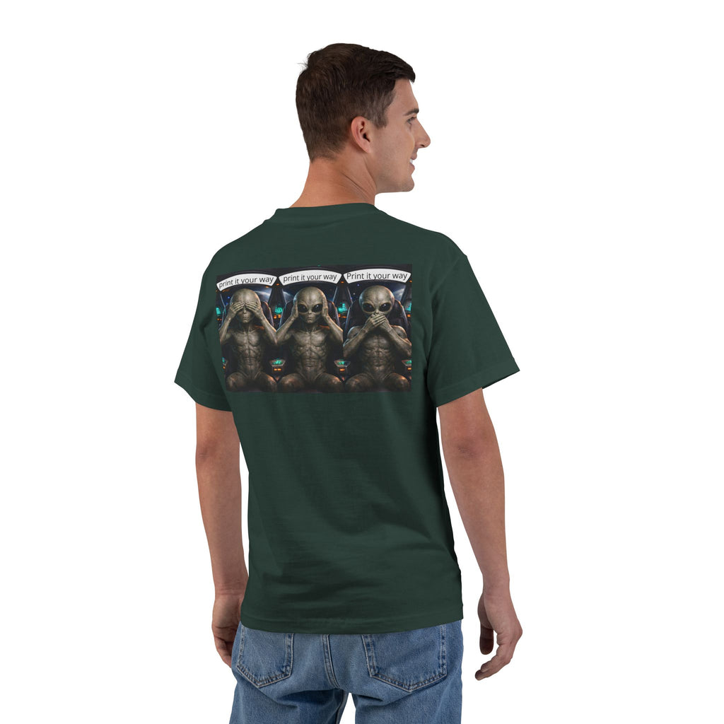 Alien Meditation Graphic T-Shirt — 'See No Evil' Trio Sci‑Fi Tee