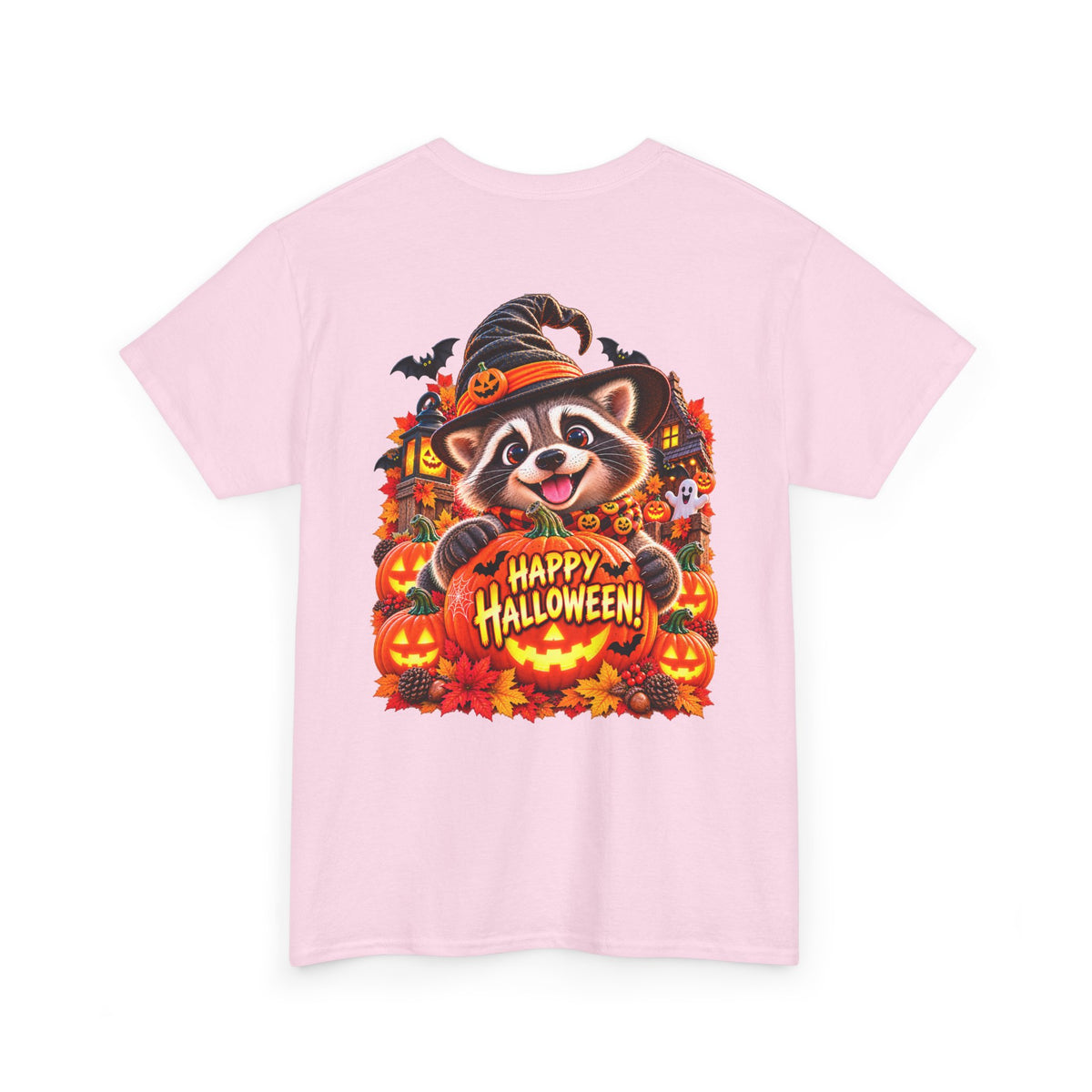 Halloween Raccoon Tee — Cute Jack-o'-Lantern "Happy Halloween" Shirt