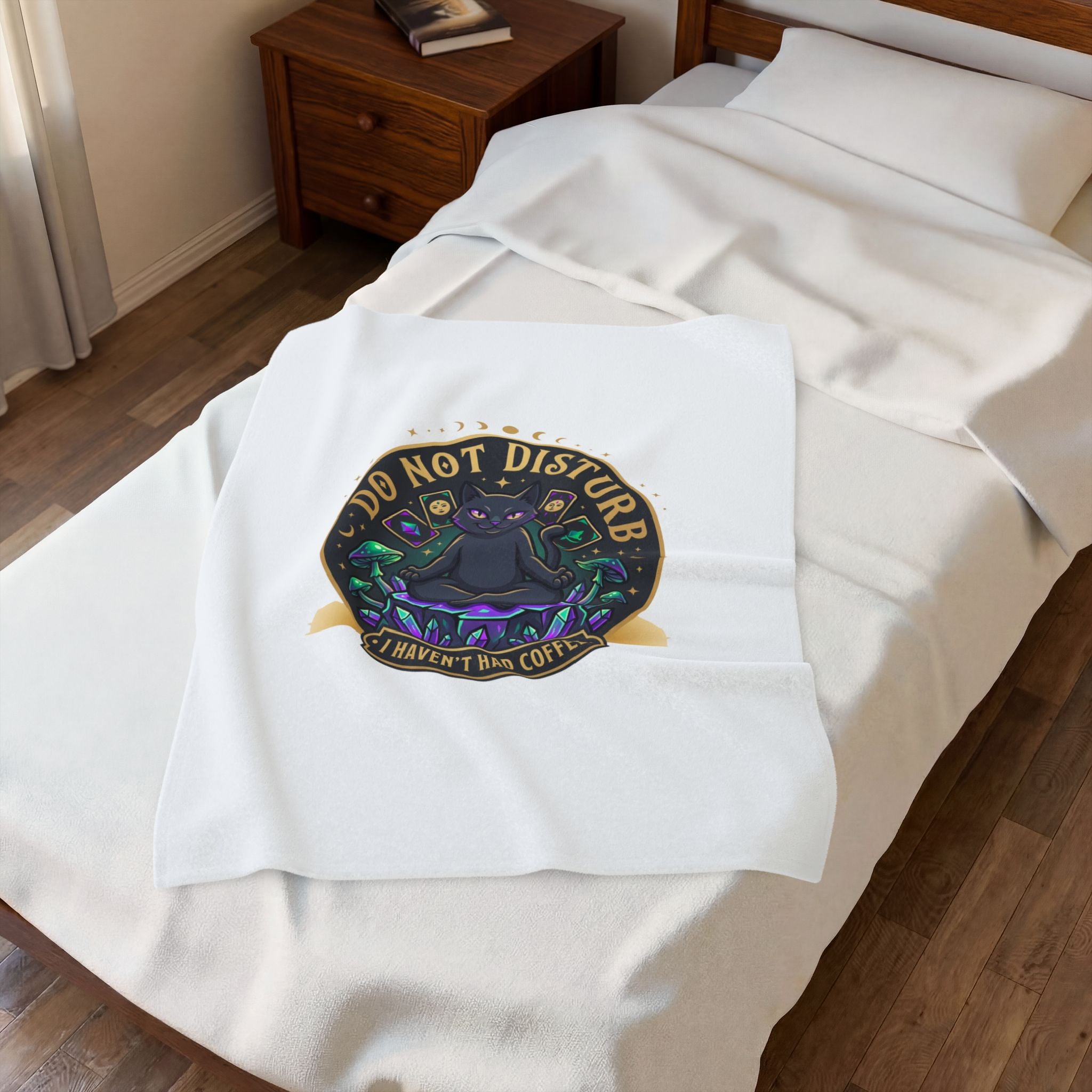 Do Not Disturb Cat Coffee Blanket | witchy goblincore, celestial crystals