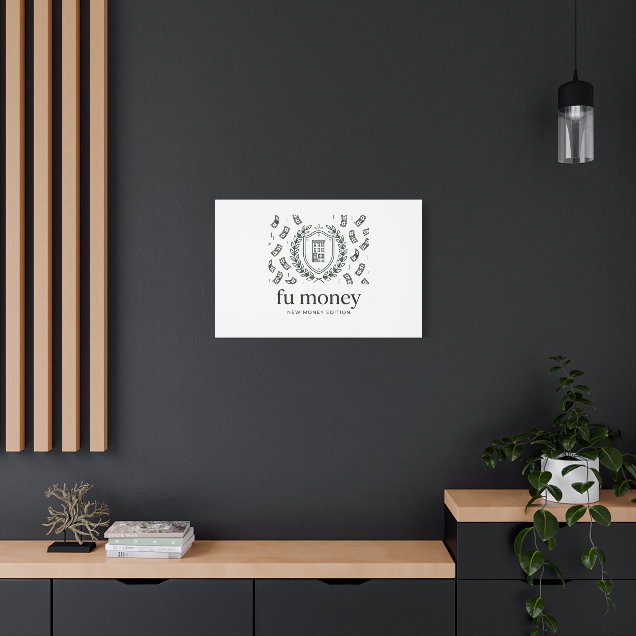 fu money Canvas |New Money Minimalist, Quiet Luxury, Serif Monochrome