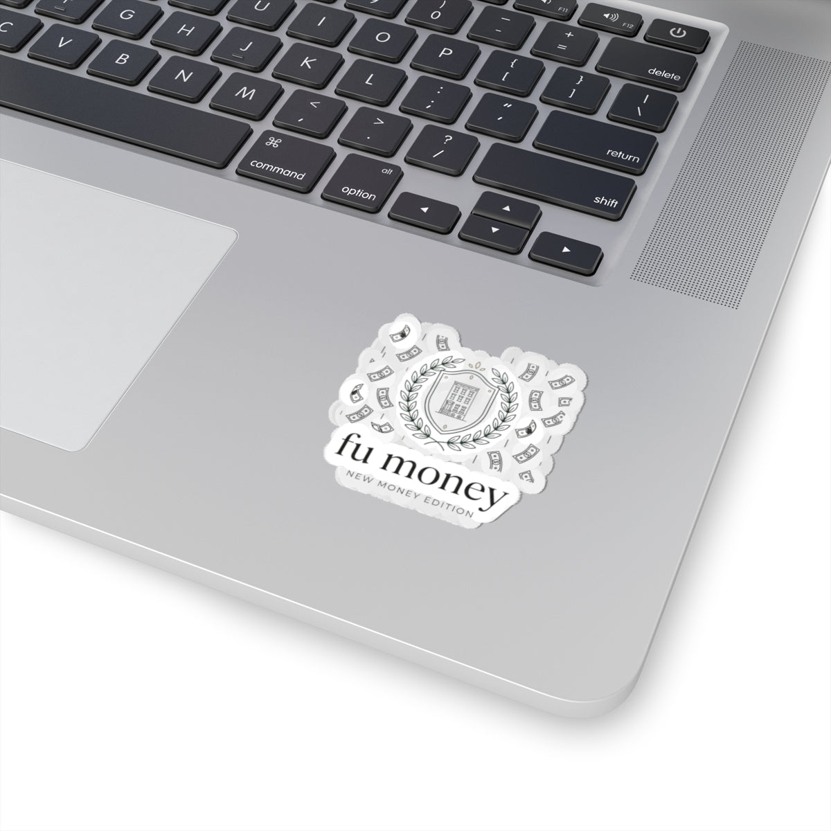 fu money Crest Sticker | old money minimalist, monochrome serif