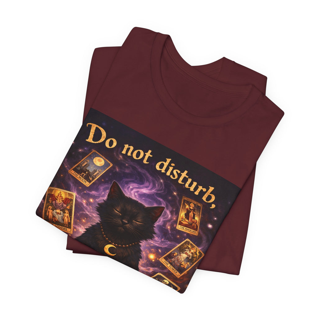 Do Not Disturb Cat Coffee Tee — Mystic Black Cat Tarot T-Shirt