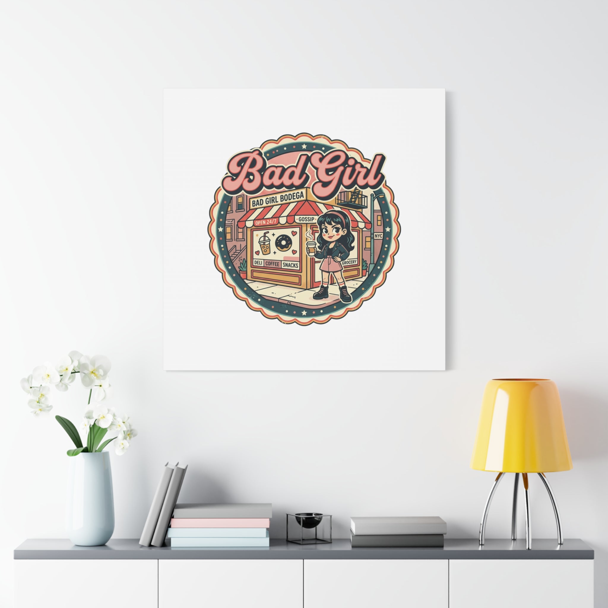 Bad Girl Bodega Canvas Print | Bodega, NYC, Y2K Corner Store Art