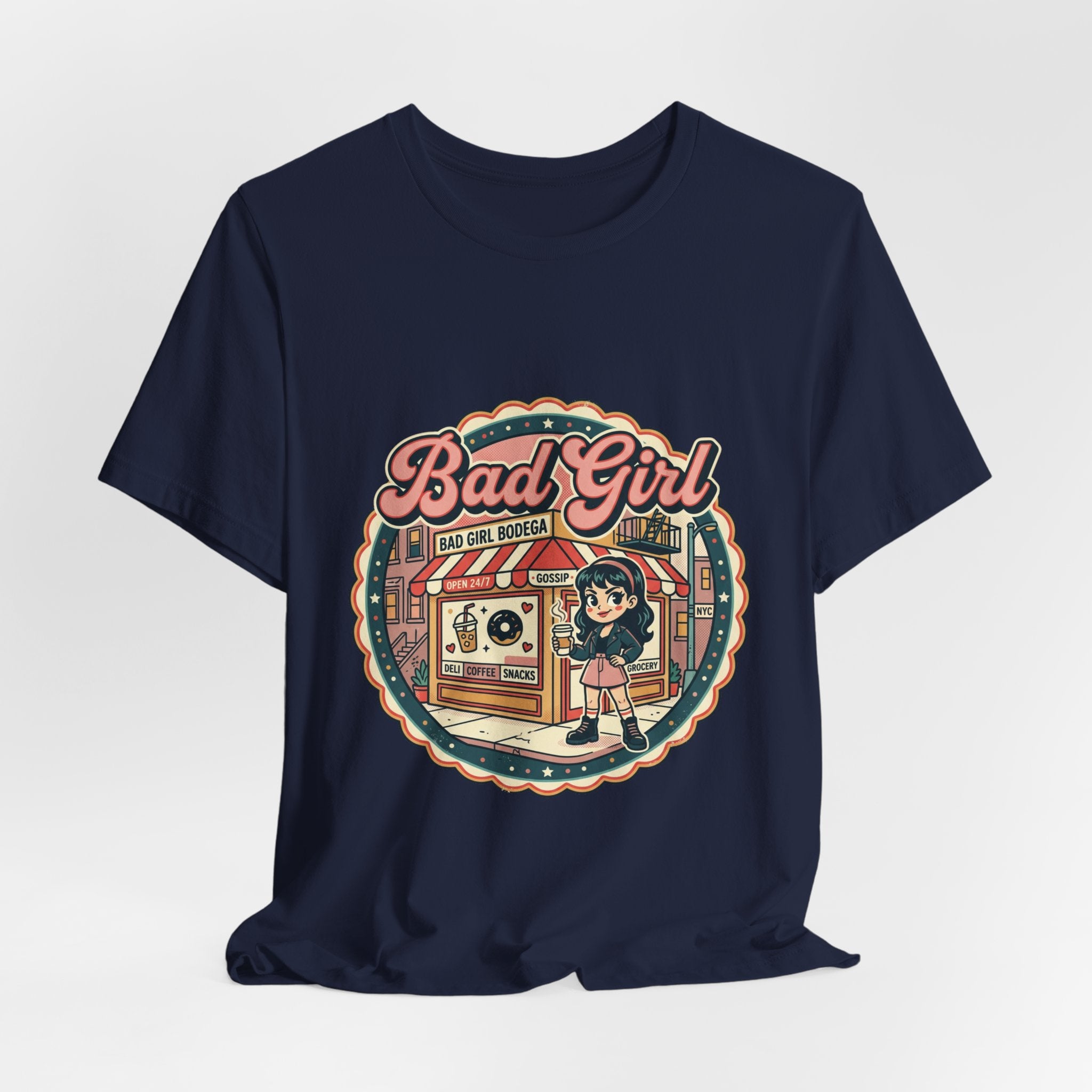 Bad Girl Bodega Tee | NYC bodega, Y2K cherries, Spanglish corner store