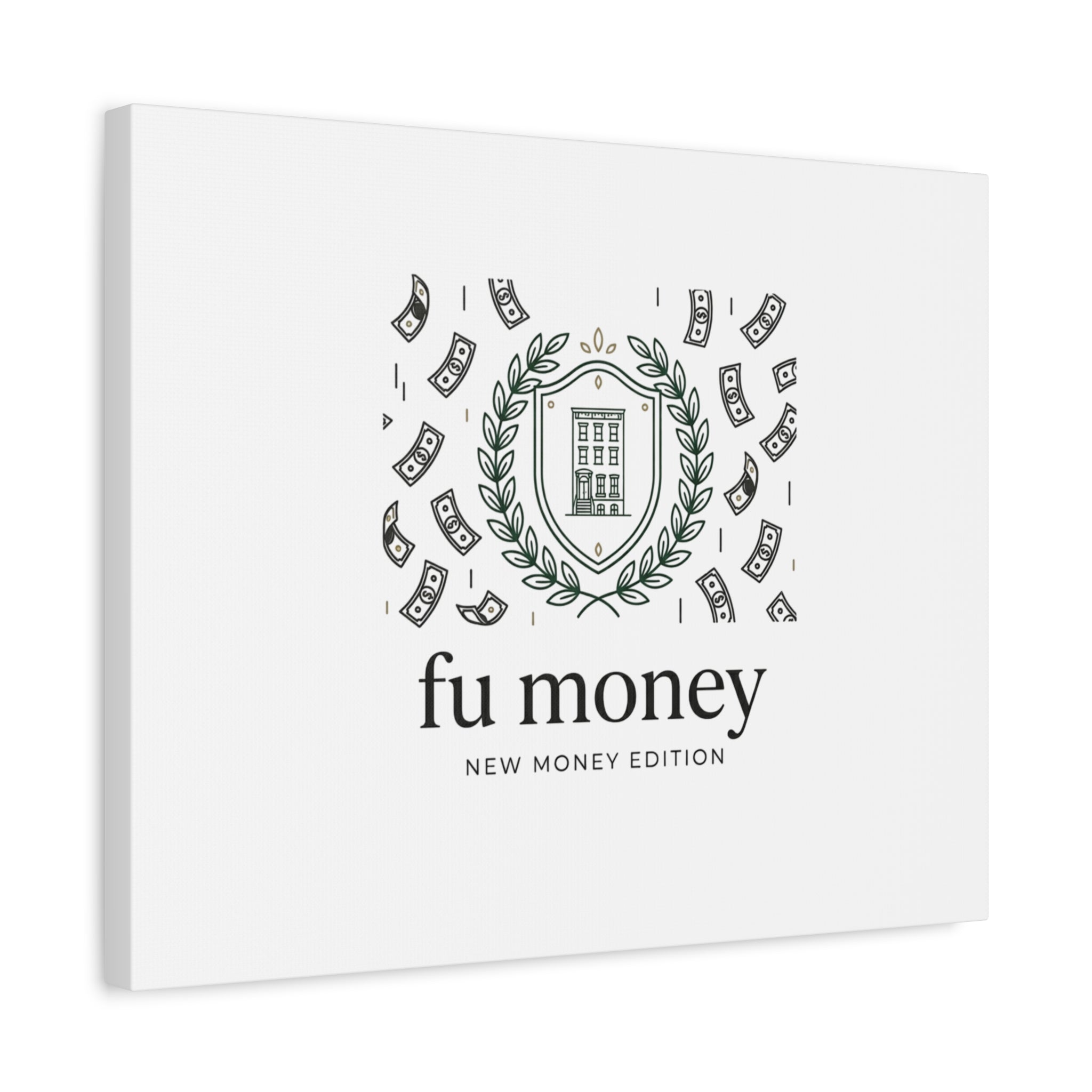 fu money Canvas |New Money Minimalist, Quiet Luxury, Serif Monochrome
