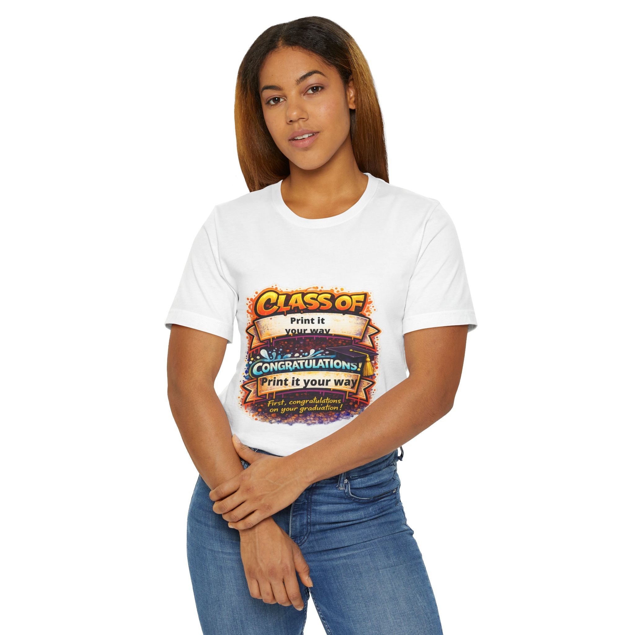 Class of [Year] Graduation T-Shirt — "Congratulations!" Colorful Celebration Tee