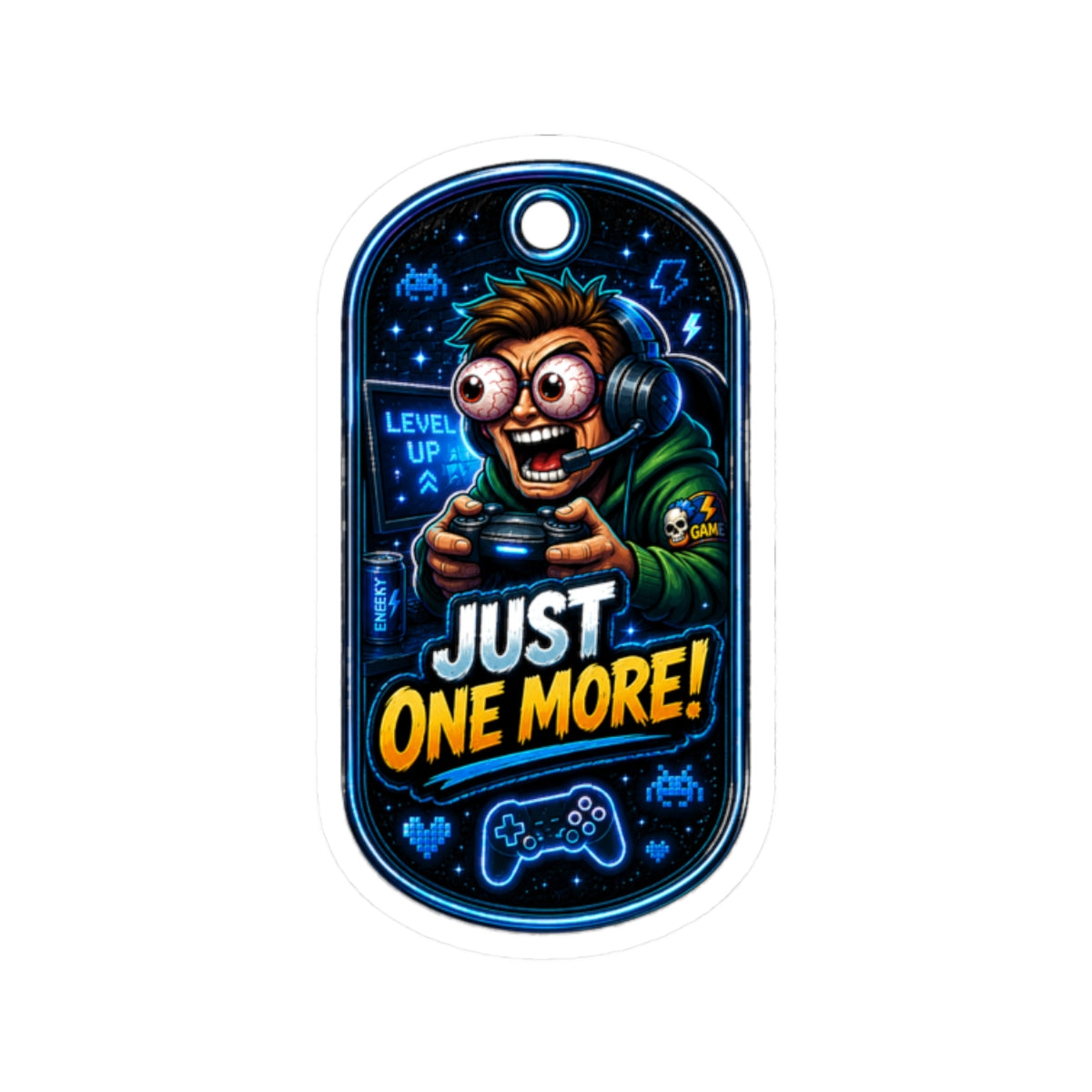 Just One More! Gamer Sticker — Funny Video Game Controller Kiss-Cut Decal