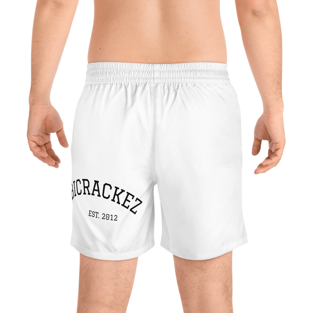 Men's Swim Shorts — 'BICRACKEZ EST. 2012' Mid-Length Beach Trunks