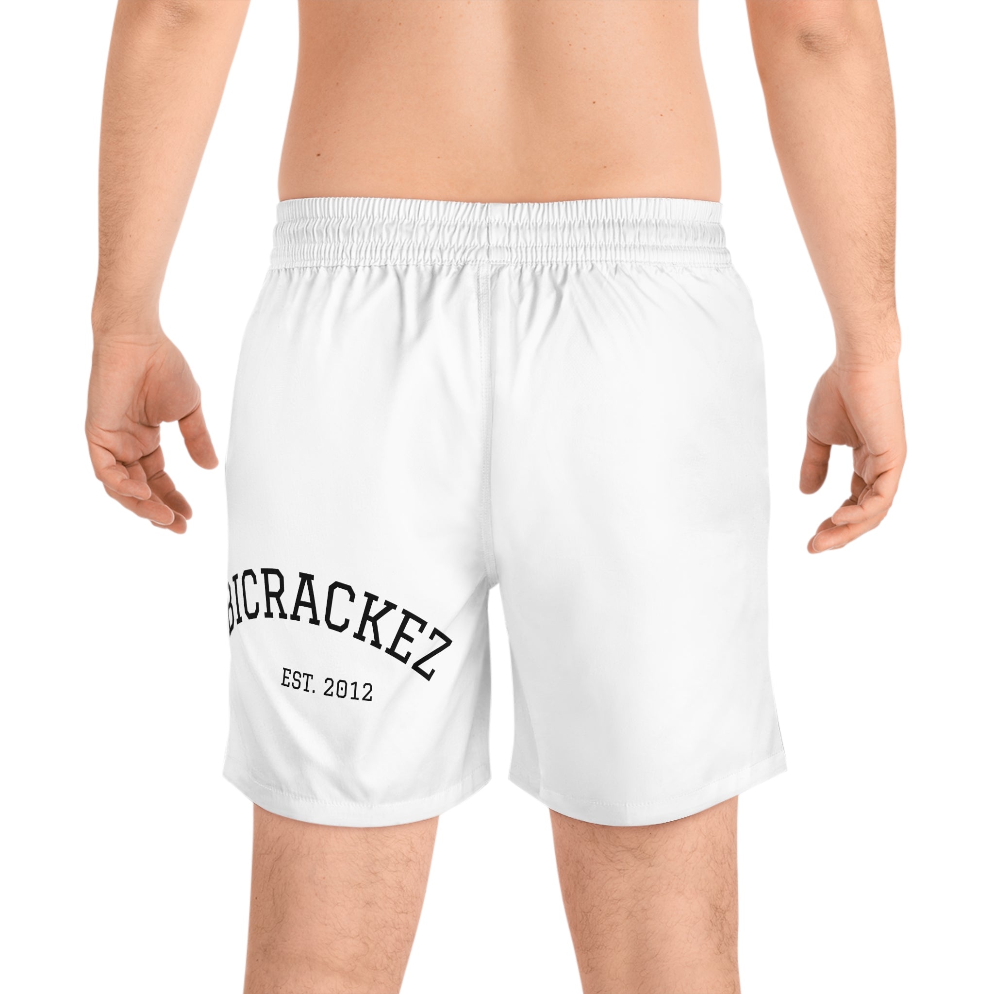 Men's Swim Shorts — 'BICRACKEZ EST. 2012' Mid-Length Beach Trunks