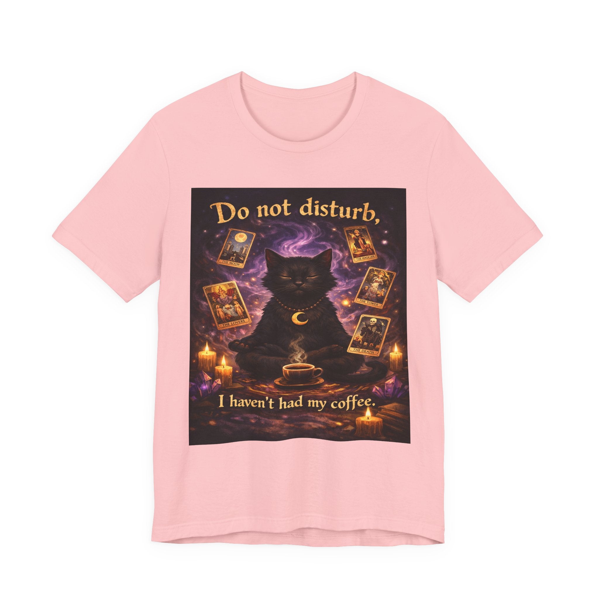 Do Not Disturb Cat Coffee Tee — Mystic Black Cat Tarot T-Shirt