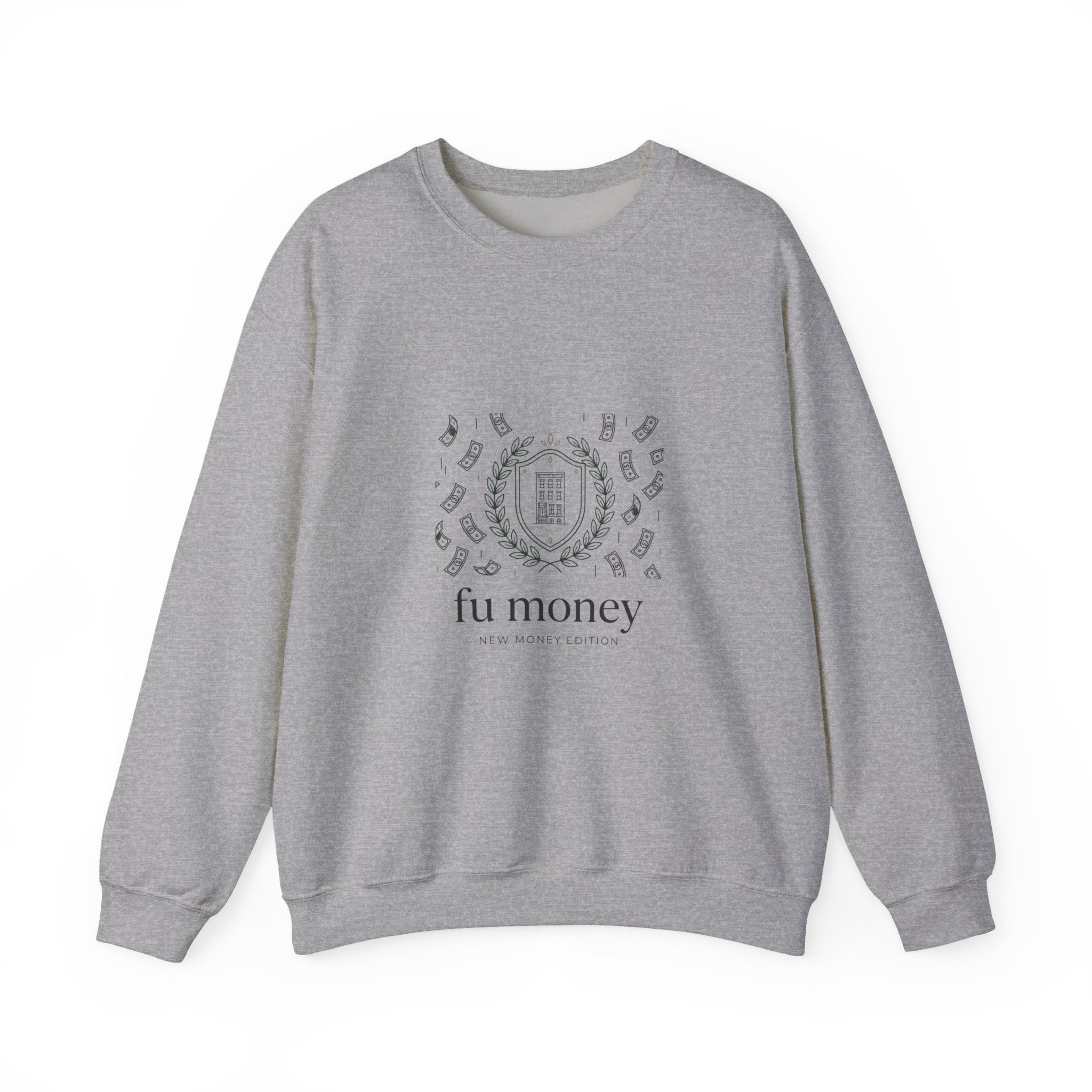 fu money crewneck sweatshirt | old money minimalist, serif monochrome