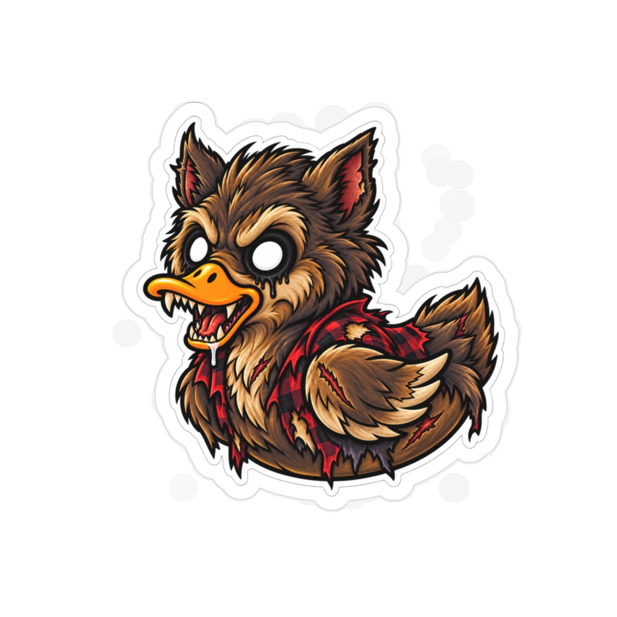 🐺 Angry Werewolf Duck — Full Moon. FULL ATTITUDE! 🌕🦆Die-Cut Outdoor Sticker — Transparent Waterproof Vinyl