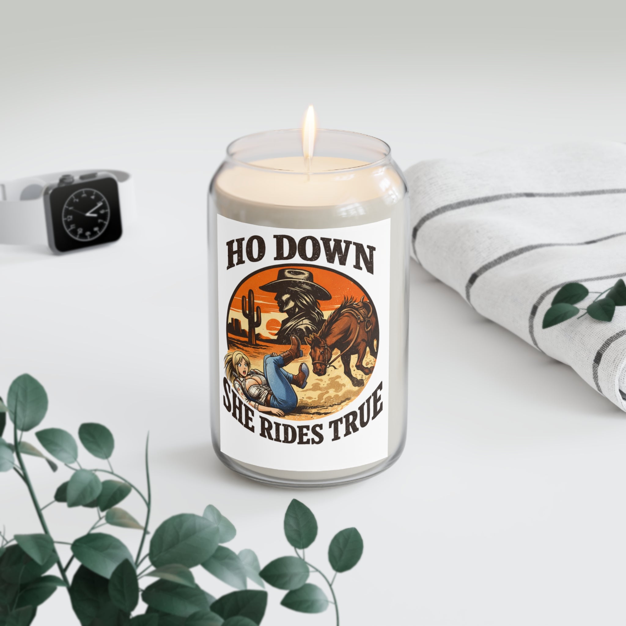 Soy Candle — "Ho Down She Rides True" Western Scented Candle (13.75 oz)