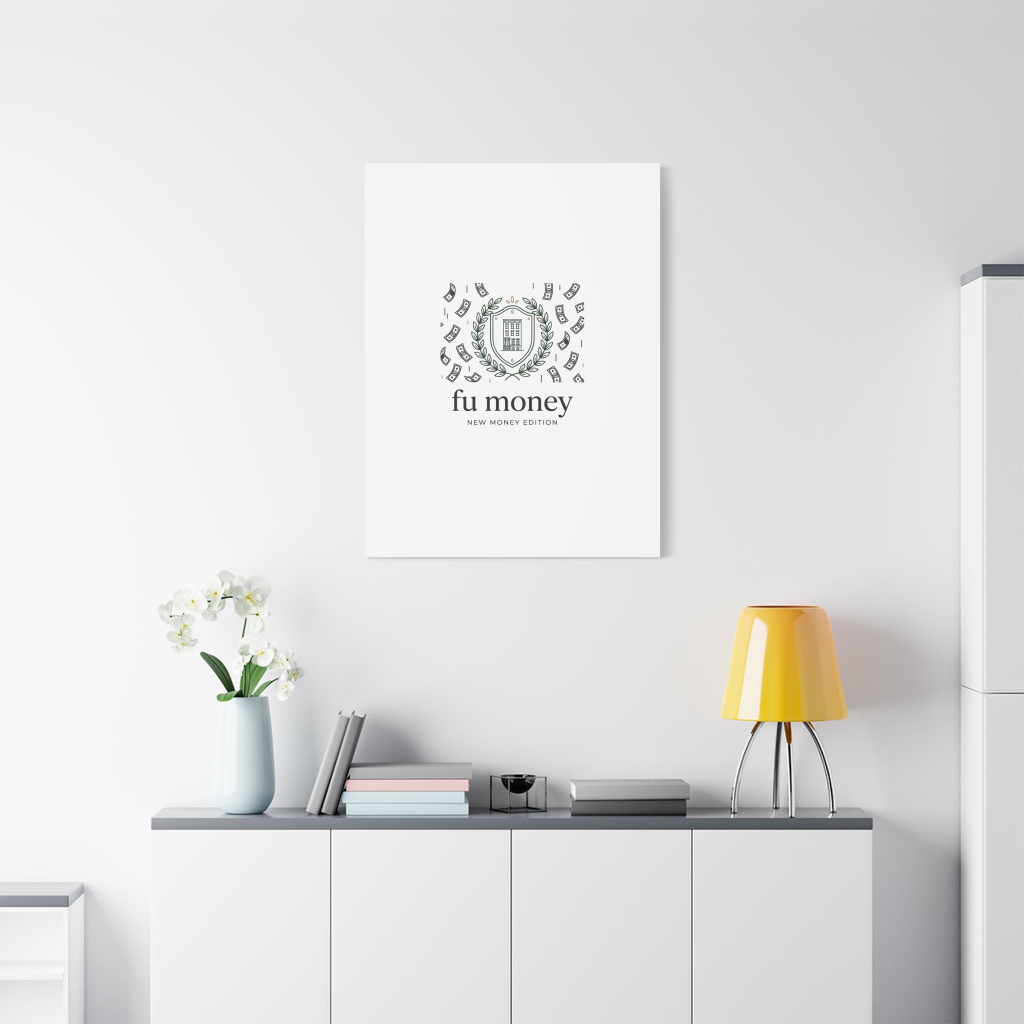 fu money Canvas |New Money Minimalist, Quiet Luxury, Serif Monochrome