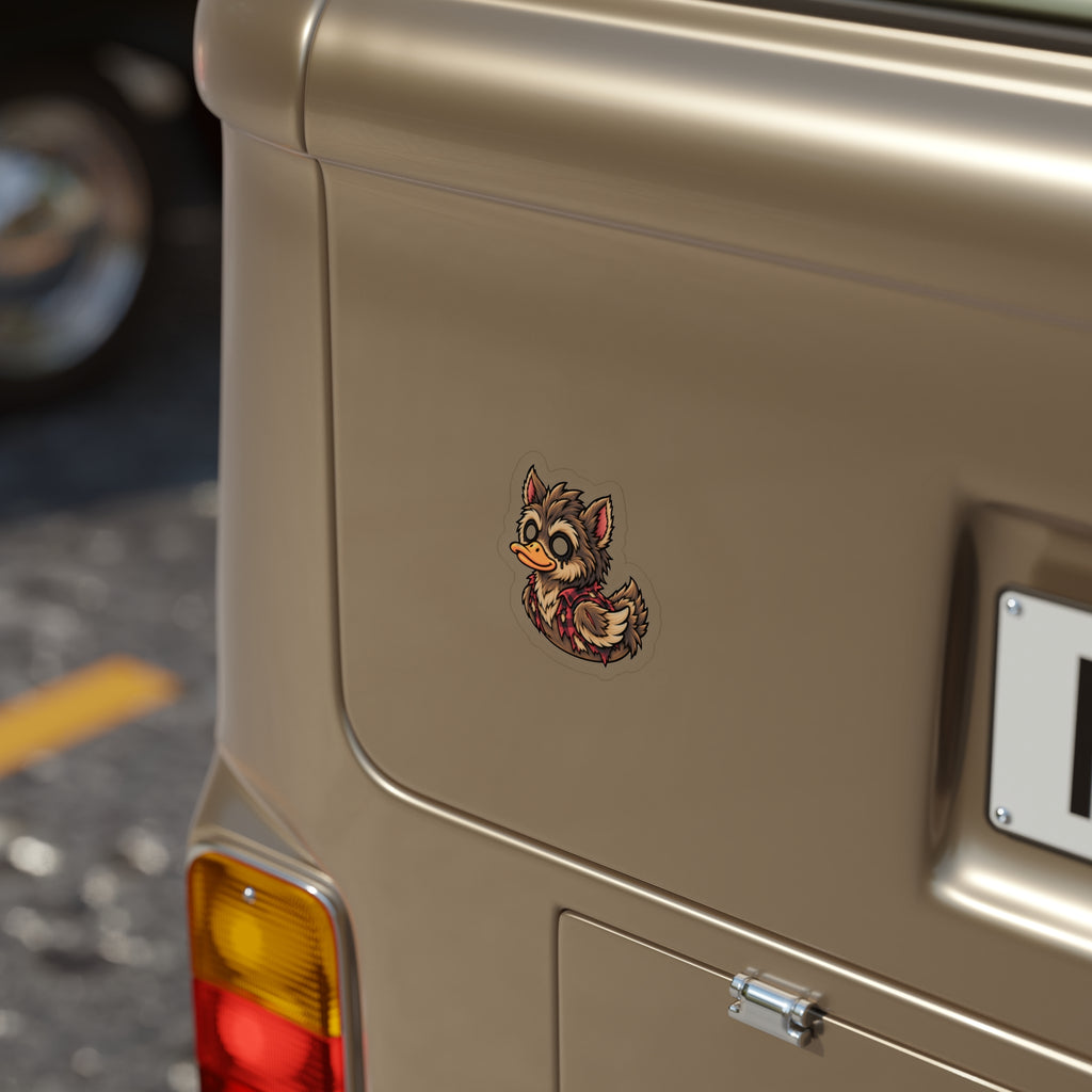 Cute Quacky Lycan Duck Sticker — Die-Cut Transparent Outdoor Sticker