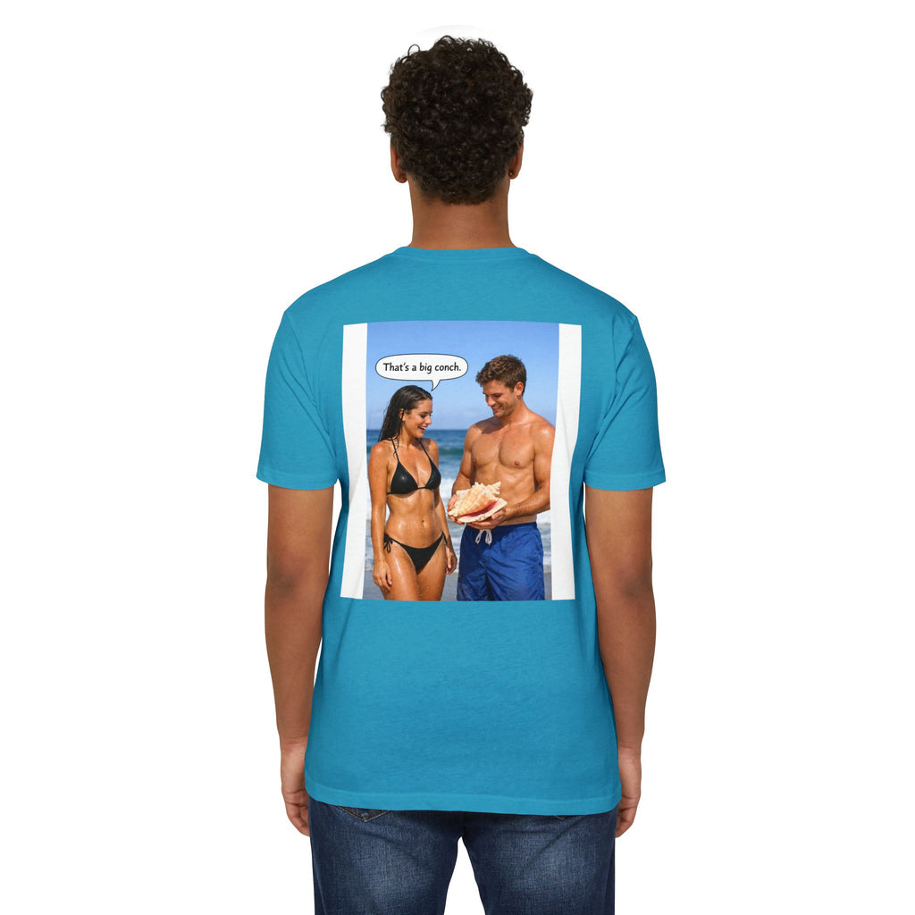 Conch Joke T-Shirt — Retro Beach Photo Tee with "That's a big conch" Graphic