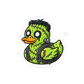 Frankenstein Rubber Duck Sticker — Die-Cut Transparent Outdoor Vinyl