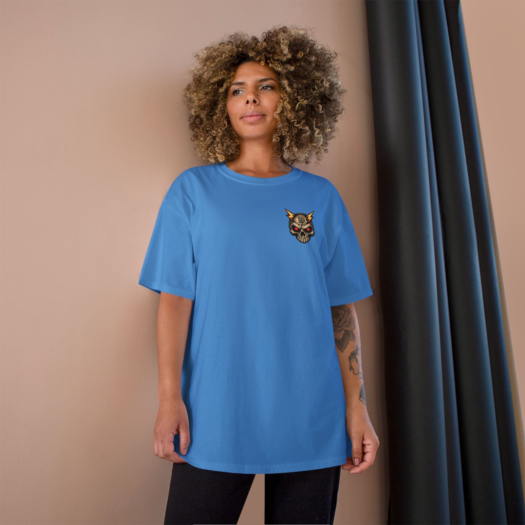 Champion T-Shirt — "I’ll Let You Know When It’s Clear" Gamer Skull Back Print