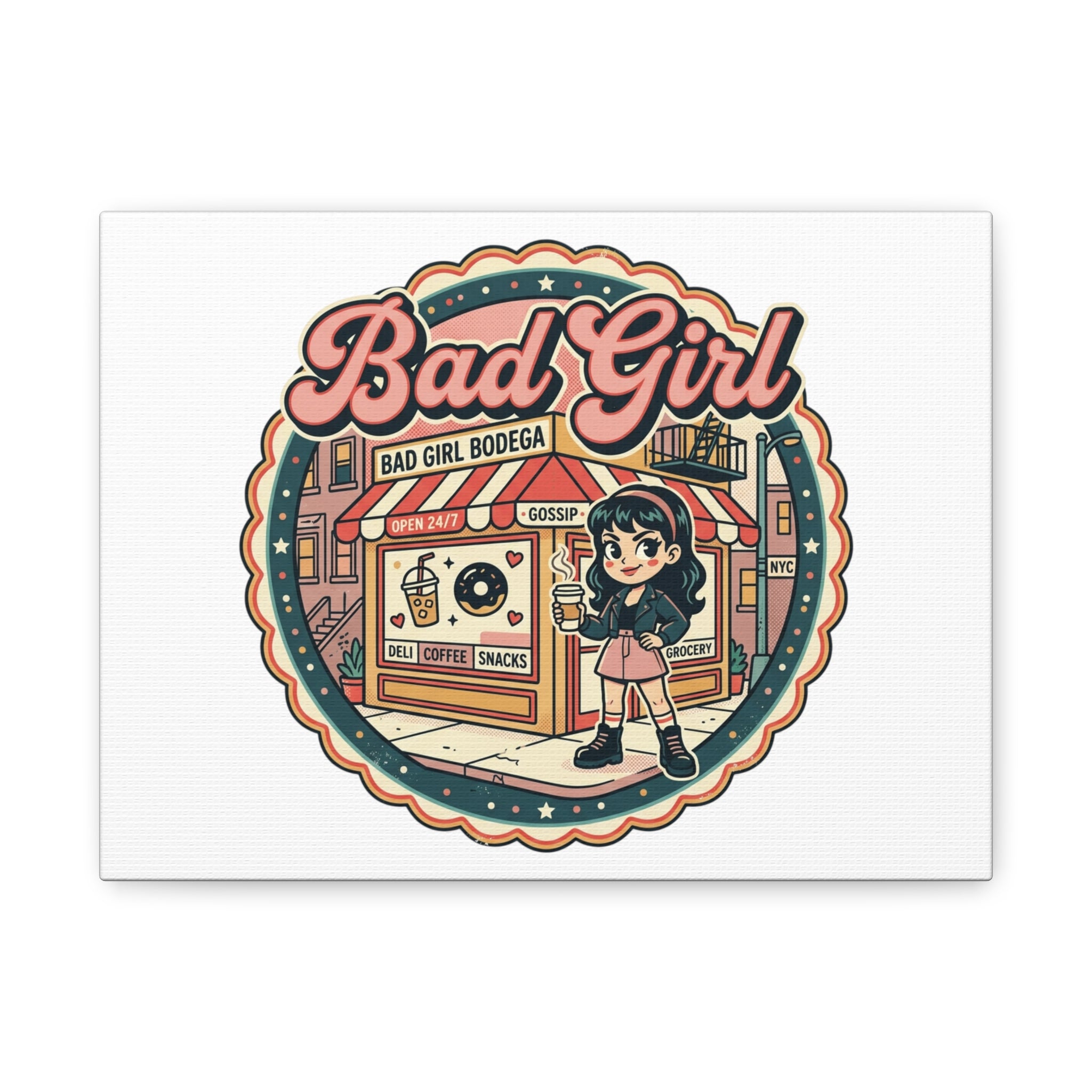 Bad Girl Bodega Canvas Print | Bodega, NYC, Y2K Corner Store Art