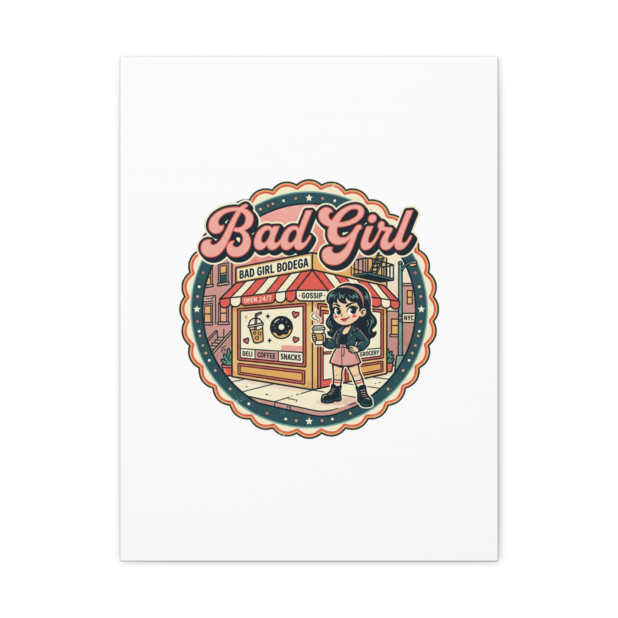 Bad Girl Bodega Canvas Print | Bodega, NYC, Y2K Corner Store Art
