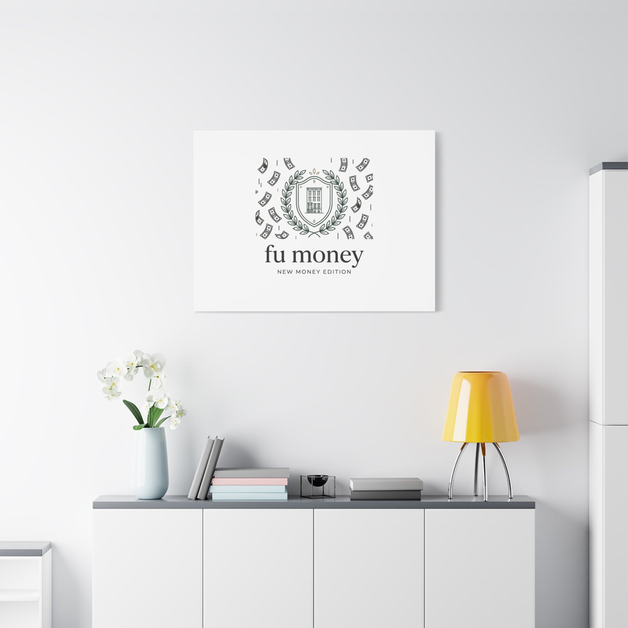 fu money Canvas |New Money Minimalist, Quiet Luxury, Serif Monochrome