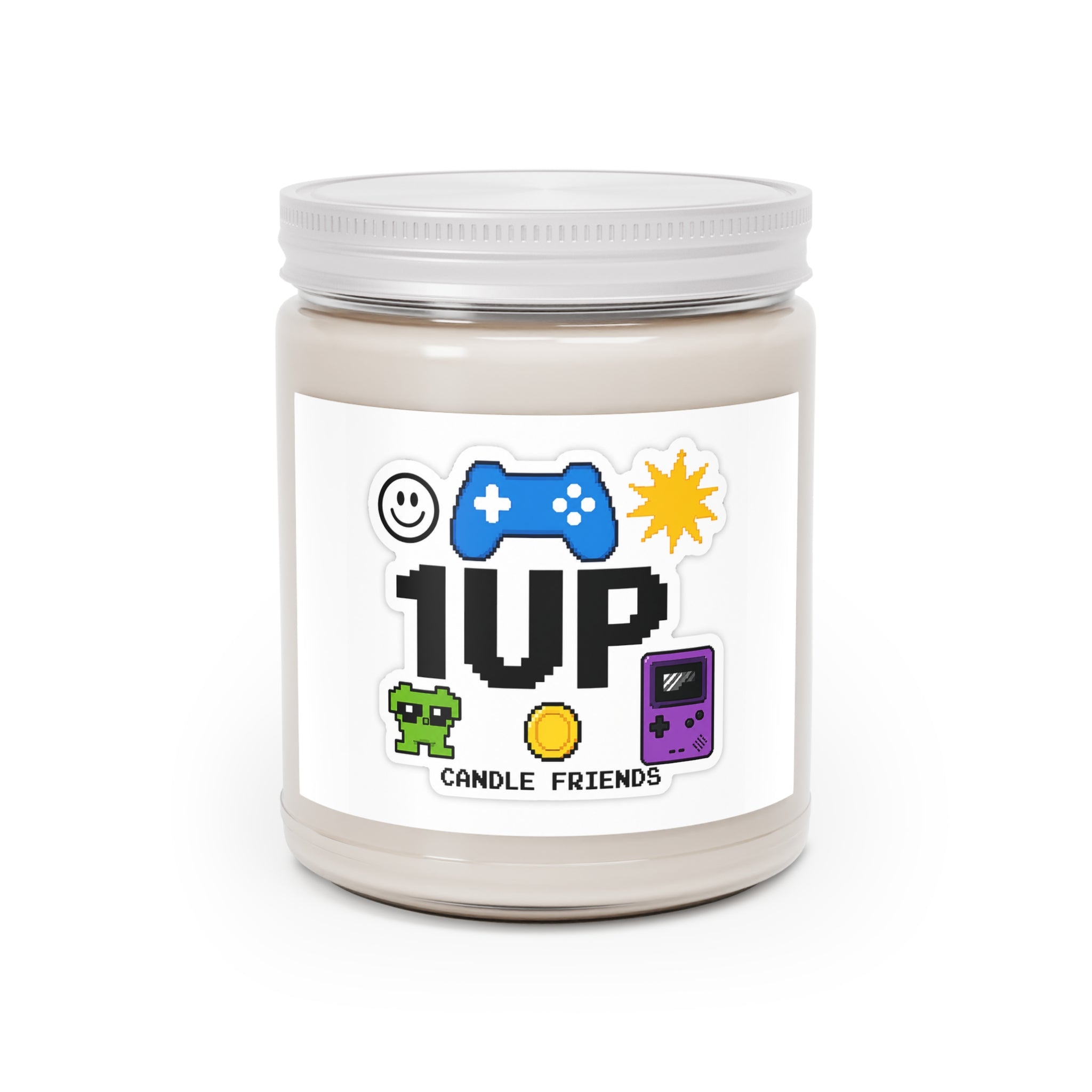 1UP Gamer Scented Soy Candle — 9oz White-Lid Retro Video Game Candle